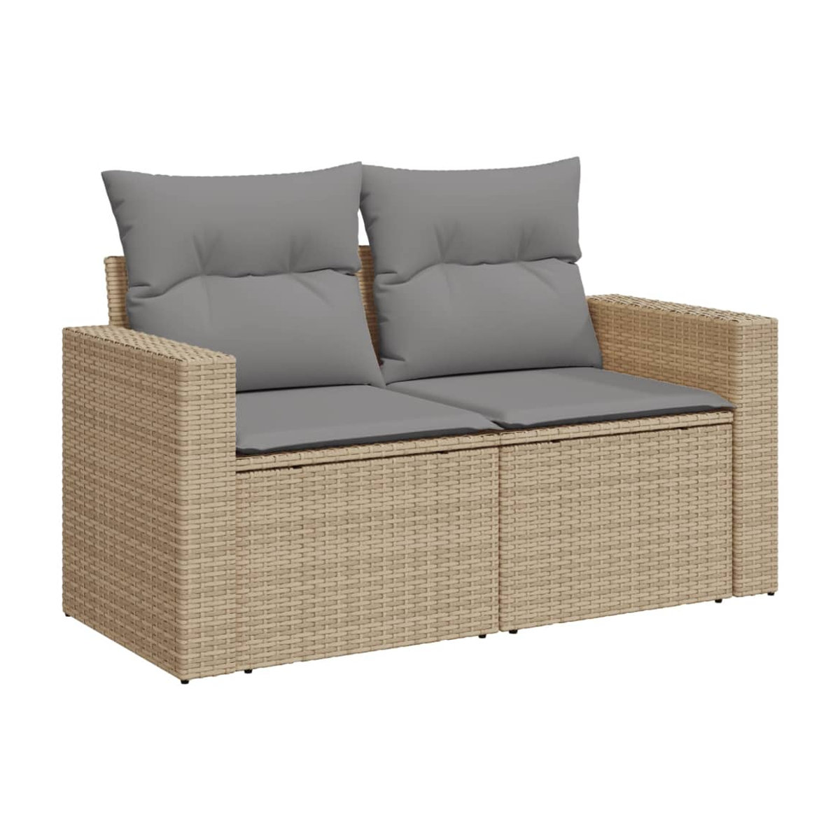 Vidaxl 10-teiliges Gartenmöbel-Set aus Rattan und Holz mit Kissen in Beige und Grau - Bild 3