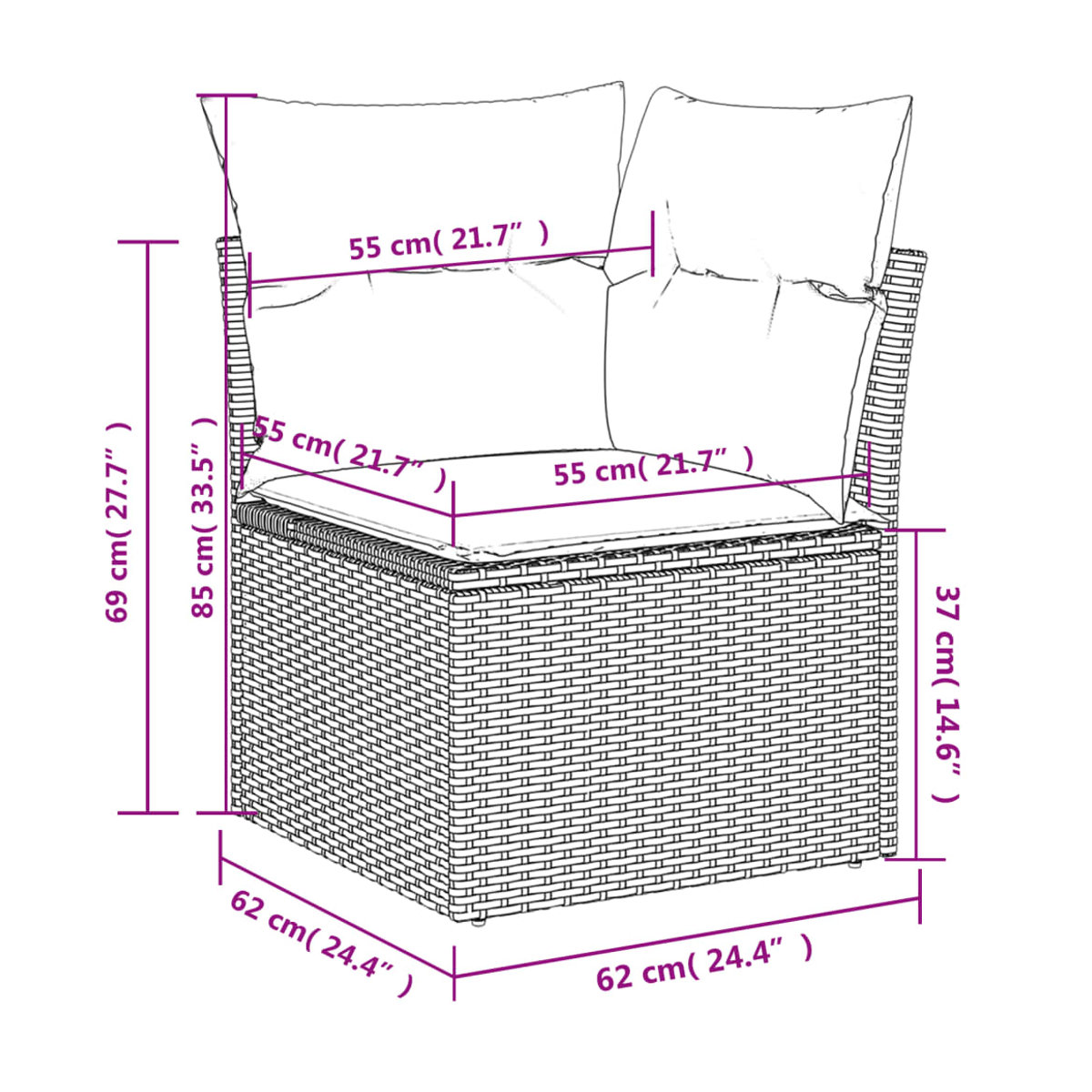 Vidaxl 10-teiliges Gartenmöbel-Set aus Rattan und Metall mit Kissen in Beige und Grau im modernen Design - Bild 2
