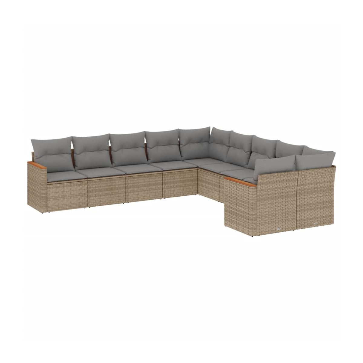 Vidaxl 10-teiliges Gartenmöbel-Set aus Rattan und Metall mit Kissen in Beige und Grau im modernen Design - Bild 3