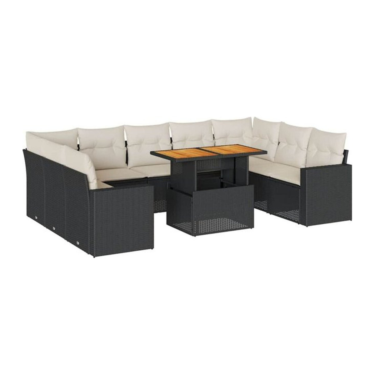 Vidaxl 10-tlg. Garten-Sofagarnitur aus Polyrattan mit Kissen in Schwarz - Bild 1