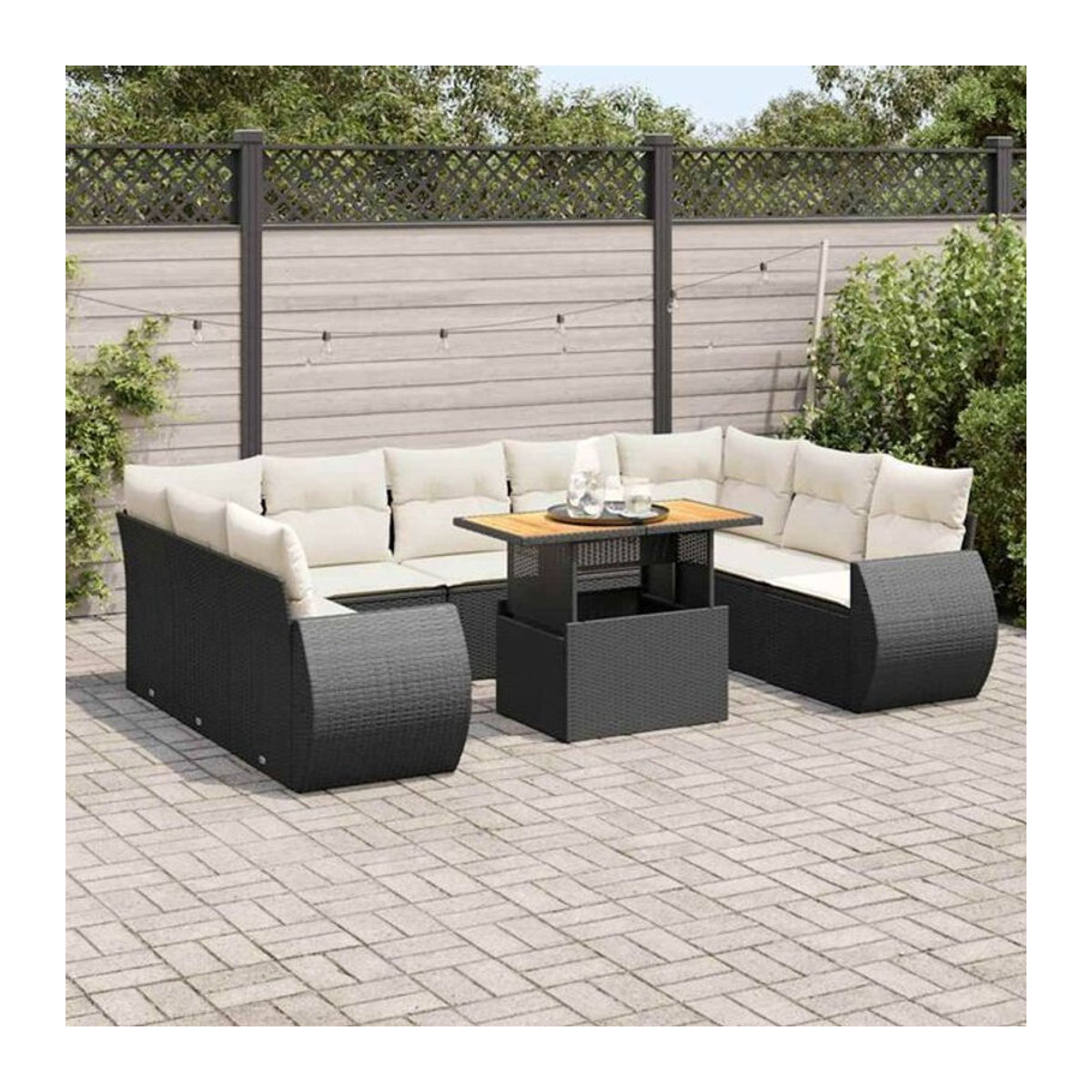 Vidaxl 10-tlg. Garten-Sofagarnitur aus Polyrattan mit Kissen in Schwarz - Bild 1