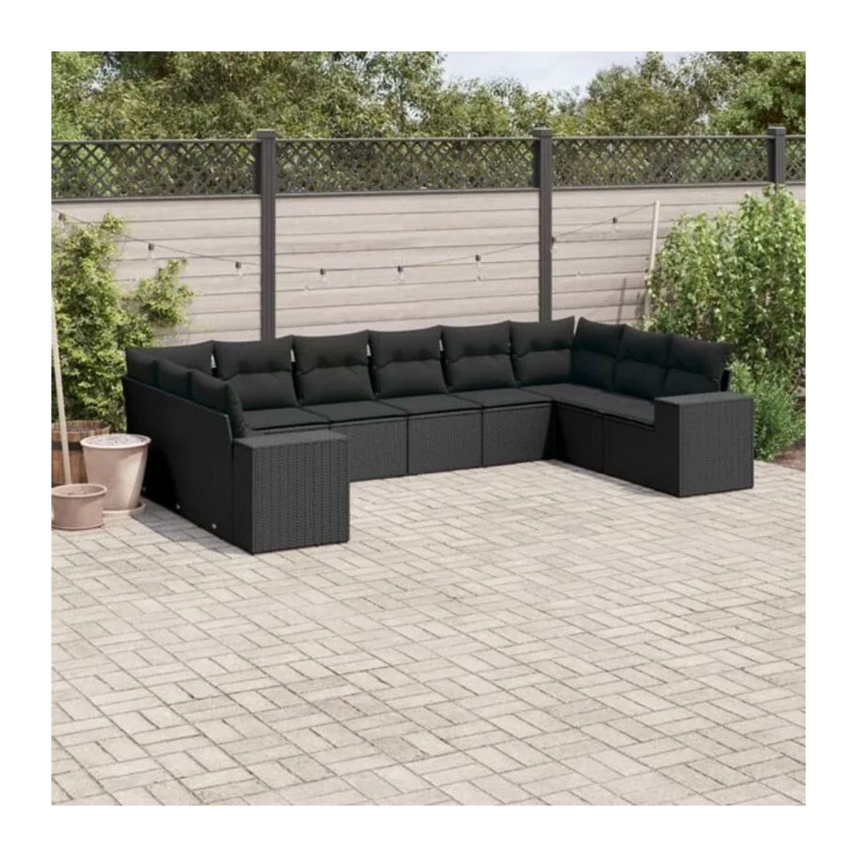 Vidaxl 10-tlg. Garten-Sofagarnitur aus Polyrattan mit Kissen in Schwarz - Bild 1