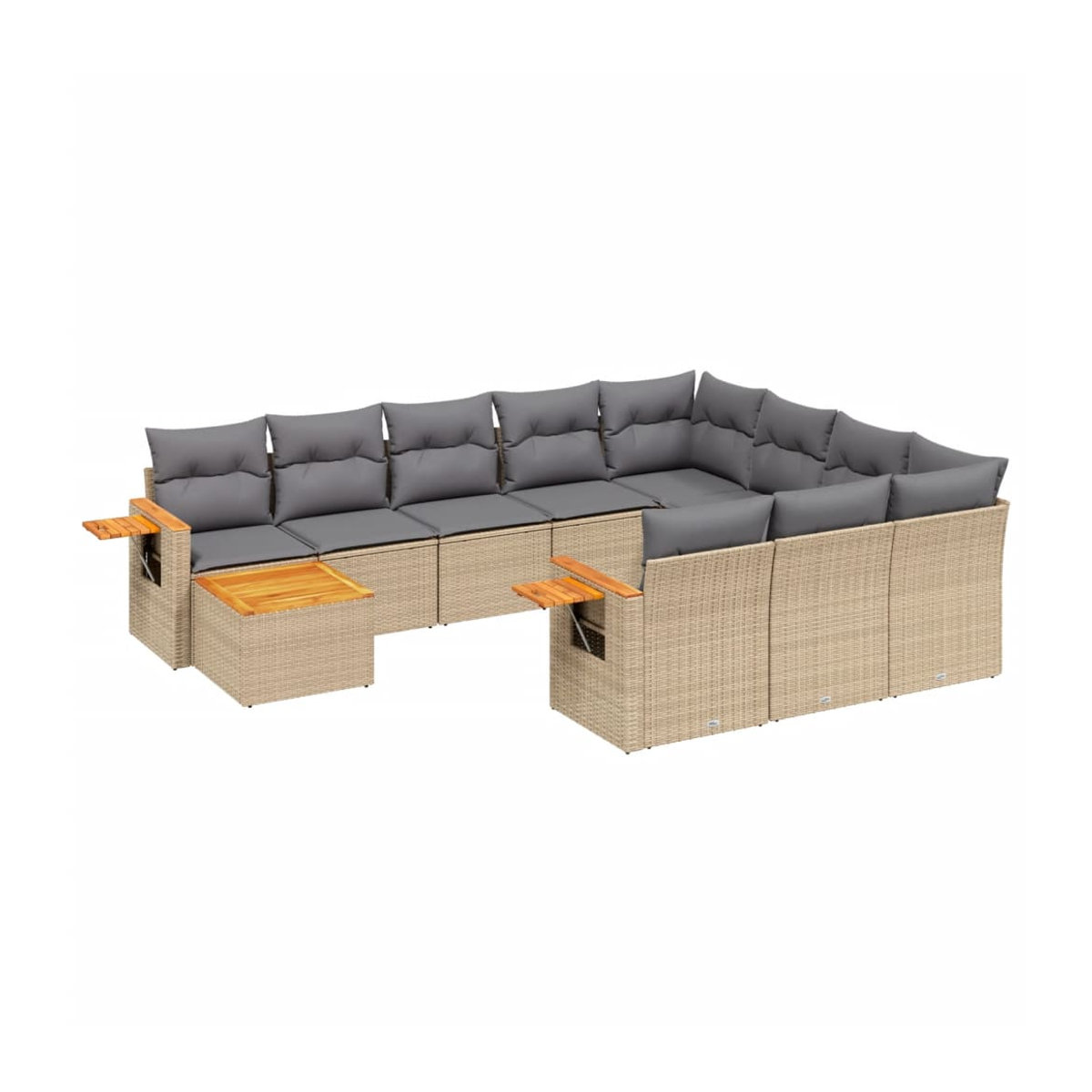 Vidaxl 11-teiliges Gartenmöbel-Set aus Polyrattan mit Kissen, Beige - Bild 4