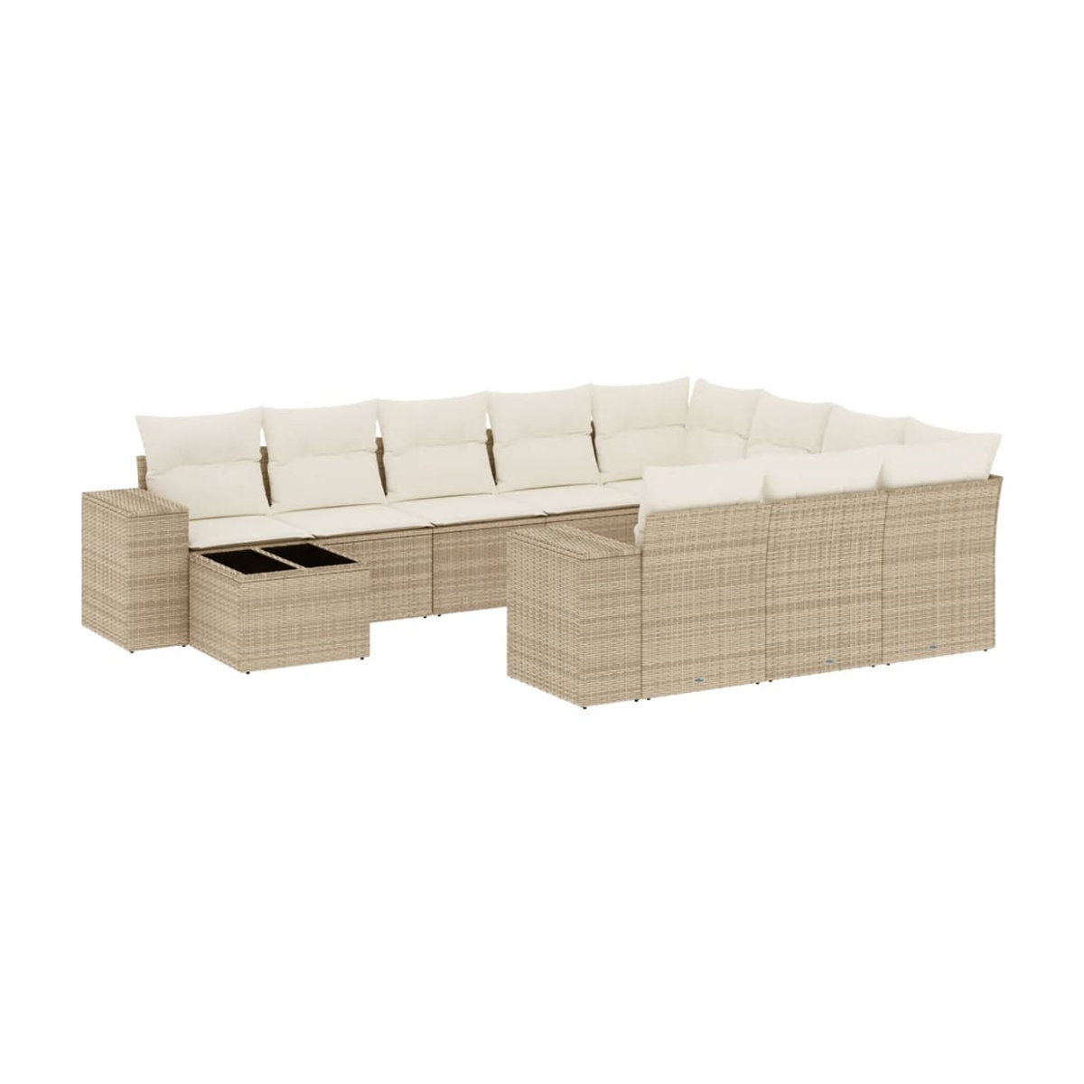 Vidaxl 11-teiliges Gartenmöbel-Set aus Polyrattan mit Kissen in Beige - Bild 2