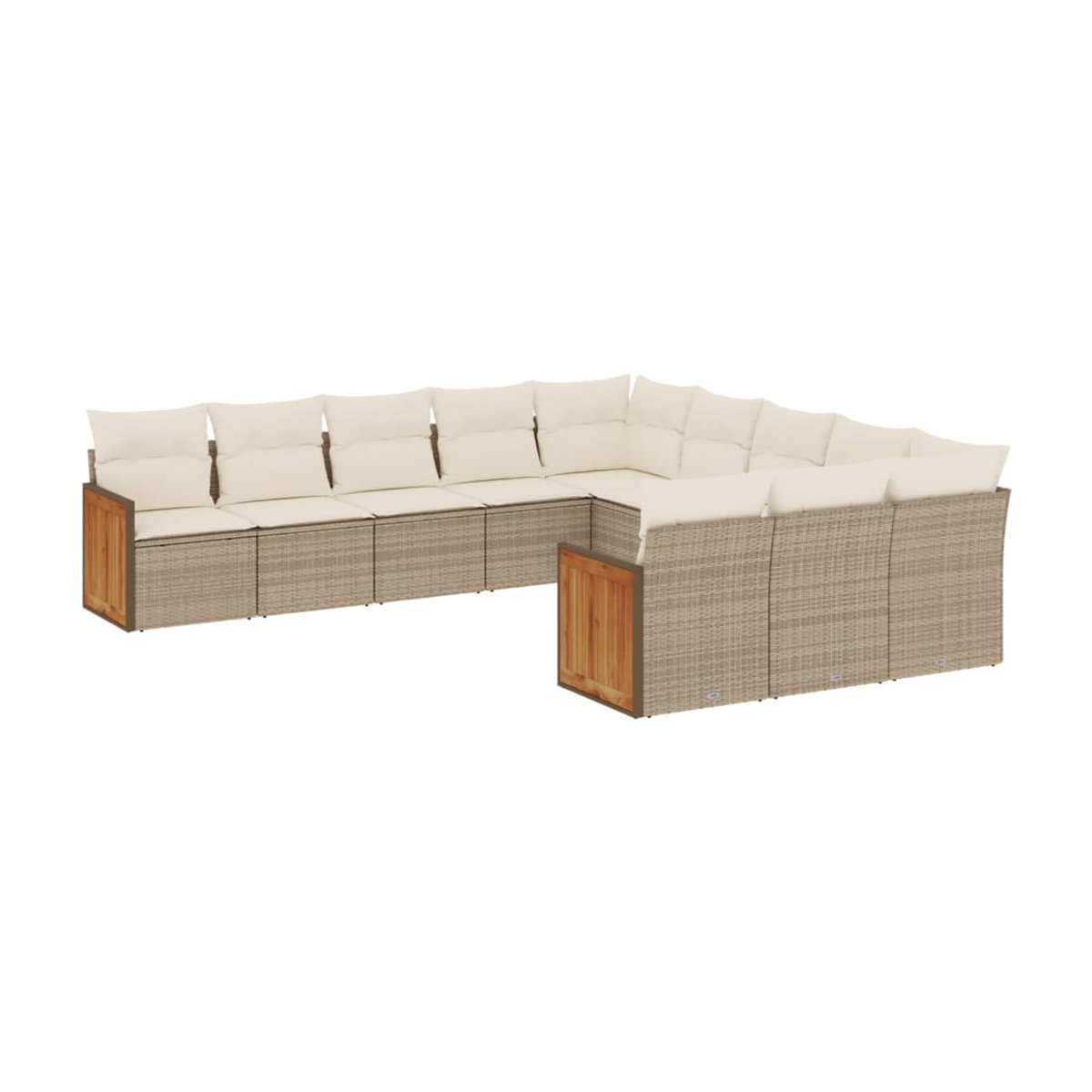 Vidaxl 11-teiliges Gartenmöbel-Set aus Polyrattan mit Kissen in Beige - Bild 2