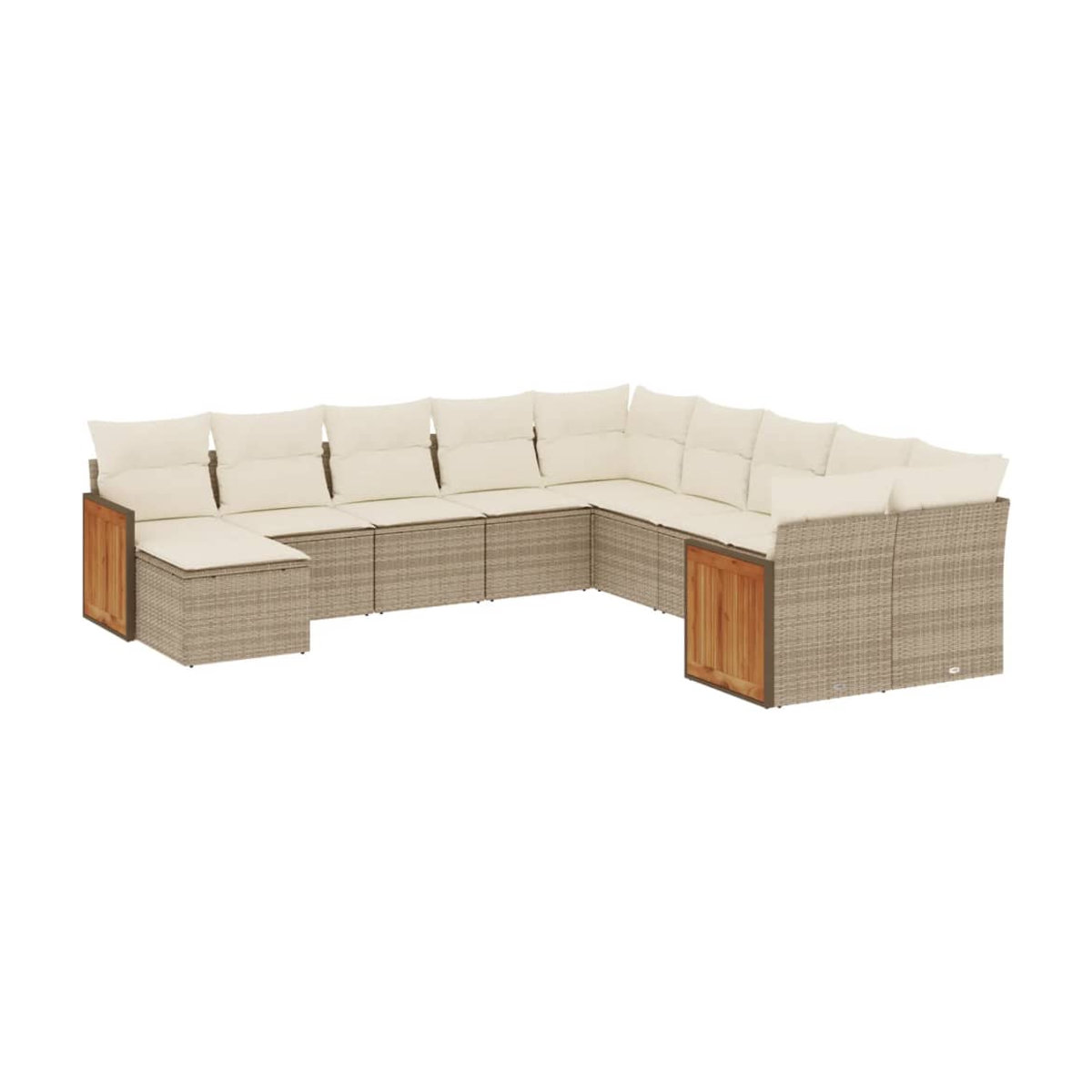Vidaxl 11-teiliges Gartenmöbel-Set aus Polyrattan mit Kissen in Beige - Bild 2