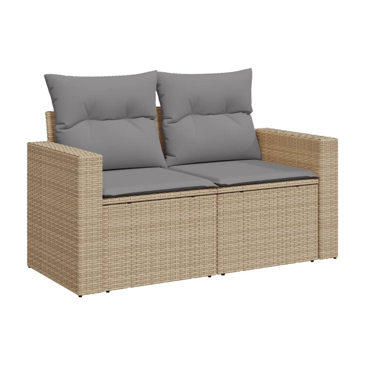 Vidaxl 11-teiliges Gartenmöbel-Set aus Rattan und Holz mit Kissen in Beige und Grau - Bild 4
