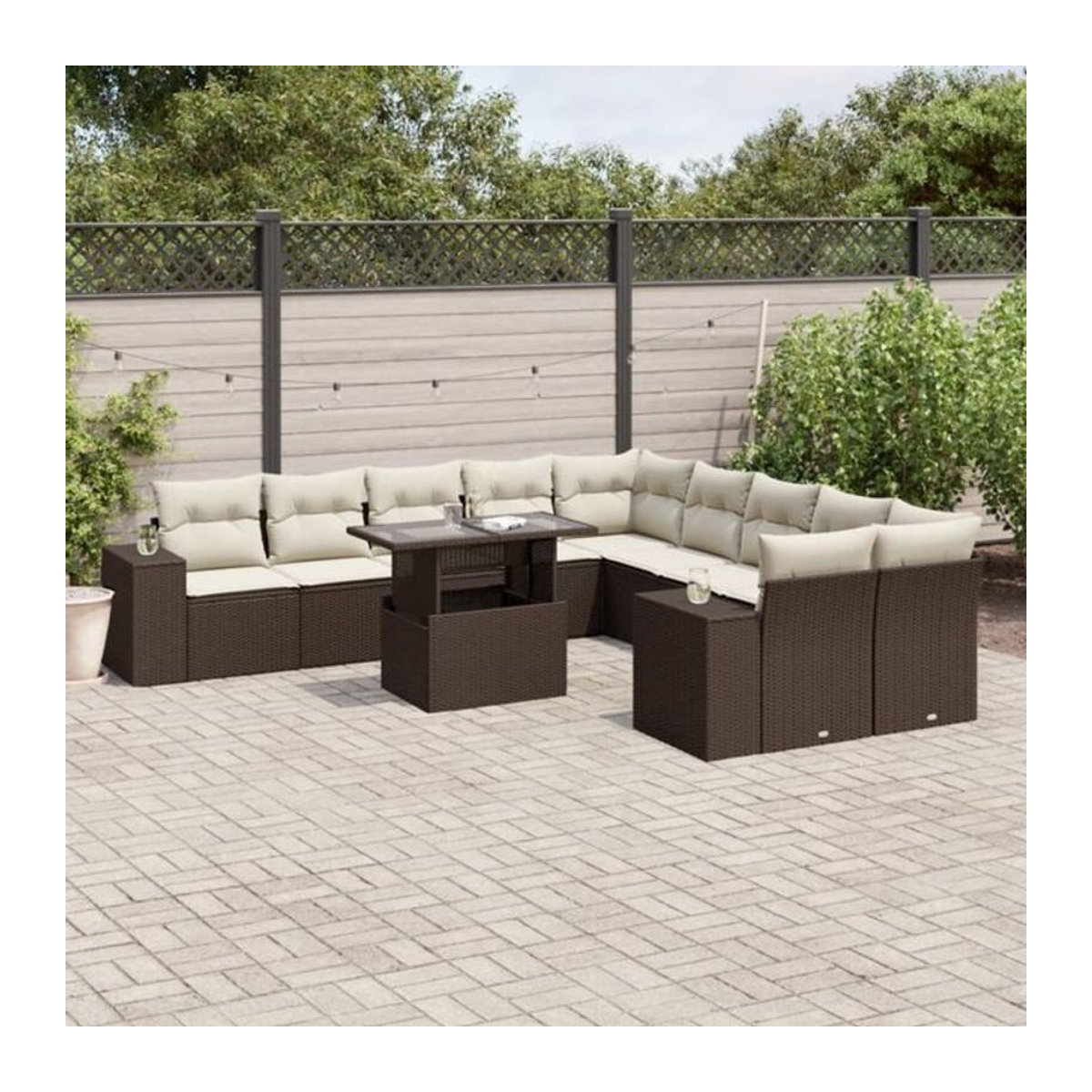 Vidaxl 11-tlg. Garten-Sofagarnitur aus Polyrattan in Braun mit Kissen und Loungemöbel-Set - Bild 1
