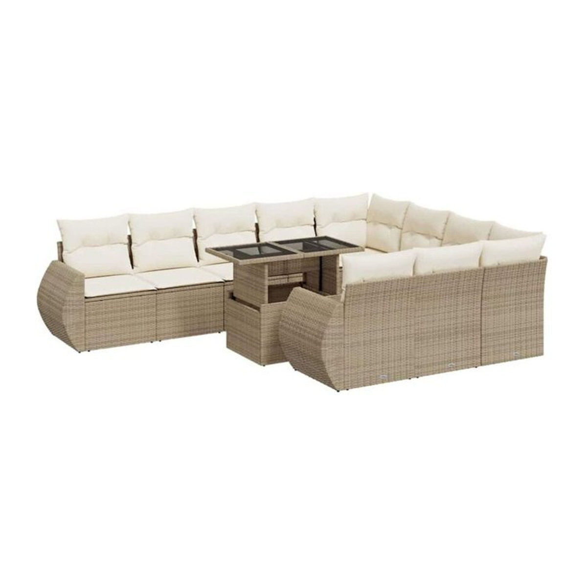 Vidaxl 11-tlg. Garten-Sofagarnitur aus Polyrattan mit Kissen in Beige - Bild 1