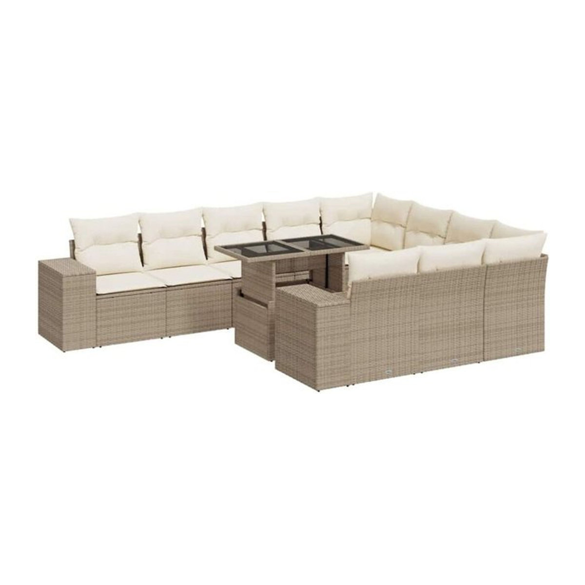 Vidaxl 11-tlg. Garten-Sofagarnitur aus Polyrattan mit Kissen in Beige - Bild 1