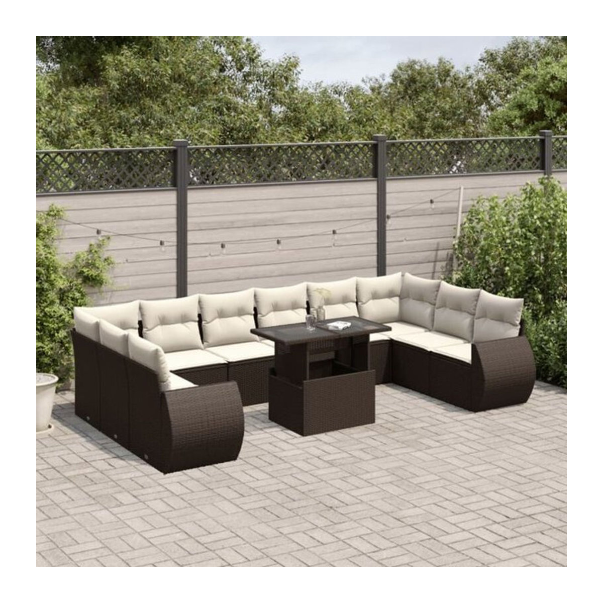 Vidaxl 11-tlg. Garten-Sofagarnitur aus Polyrattan mit Kissen in Braun - Bild 1