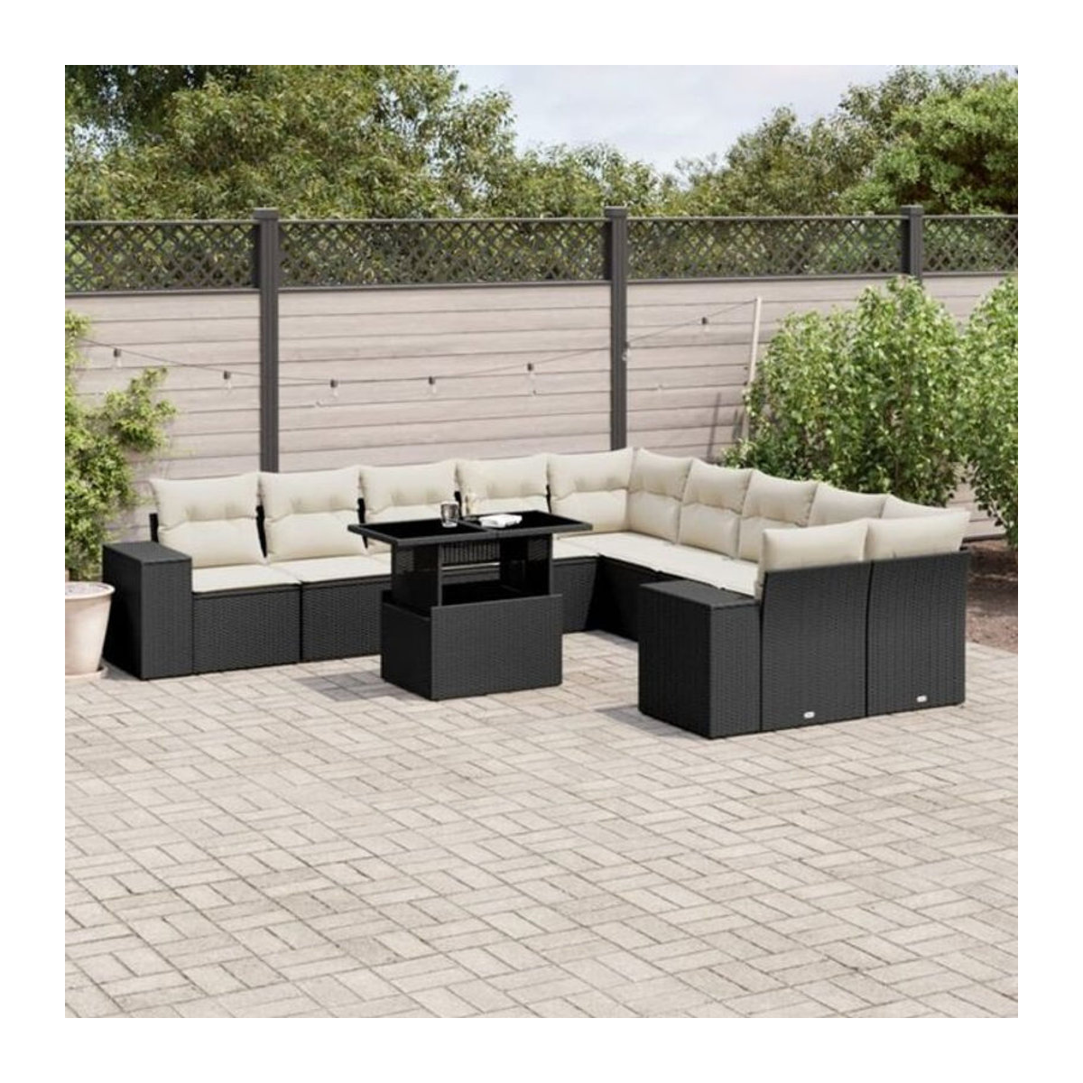 Vidaxl 11-tlg. Garten-Sofagarnitur aus Polyrattan mit Kissen in Schwarz - Bild 1