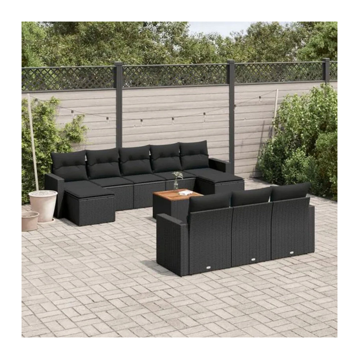 Vidaxl 11-tlg. Garten-Sofagarnitur aus Polyrattan mit Kissen in Schwarz - Bild 1