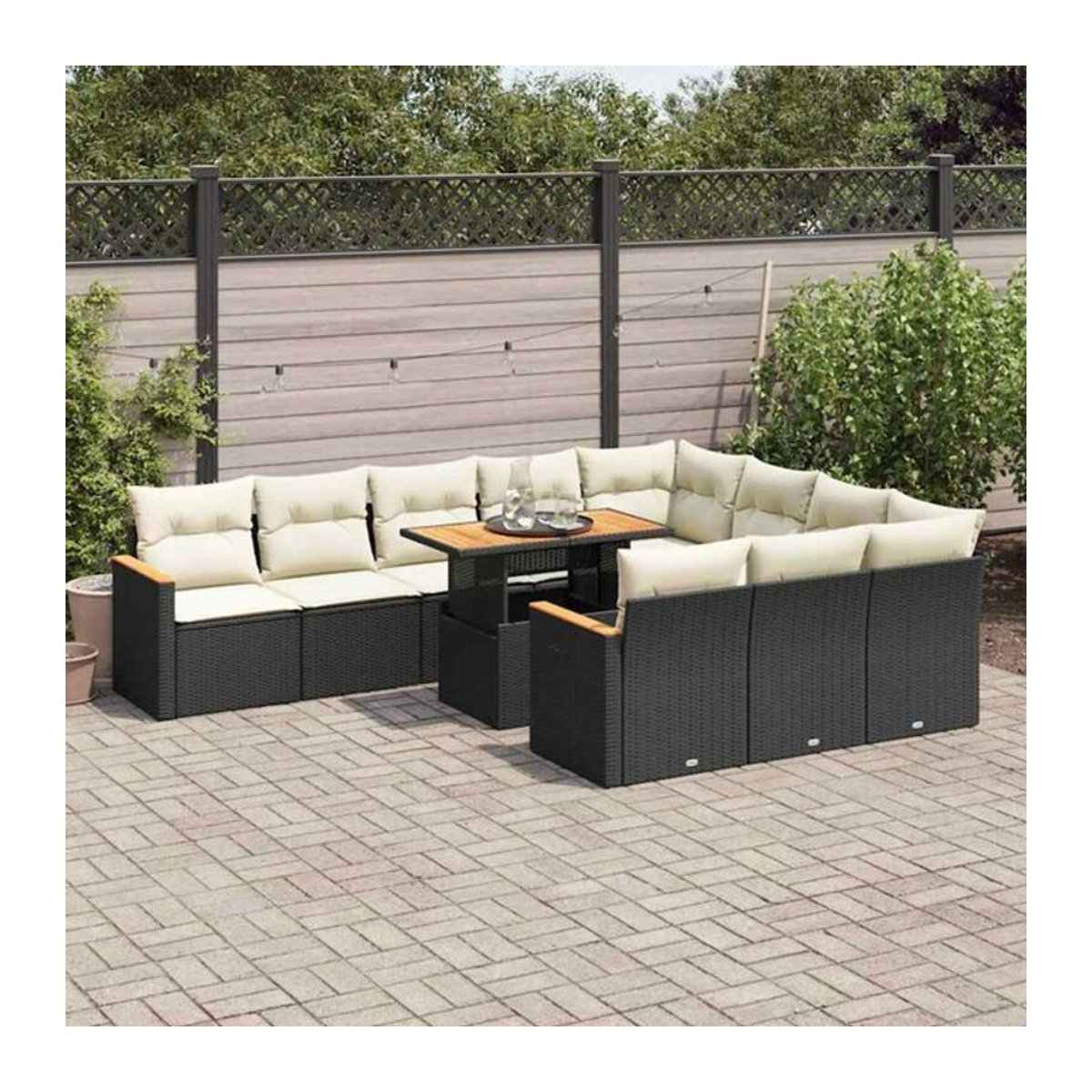 Vidaxl 11-tlg. Garten-Sofagarnitur aus Polyrattan mit Kissen in Schwarz - Bild 1