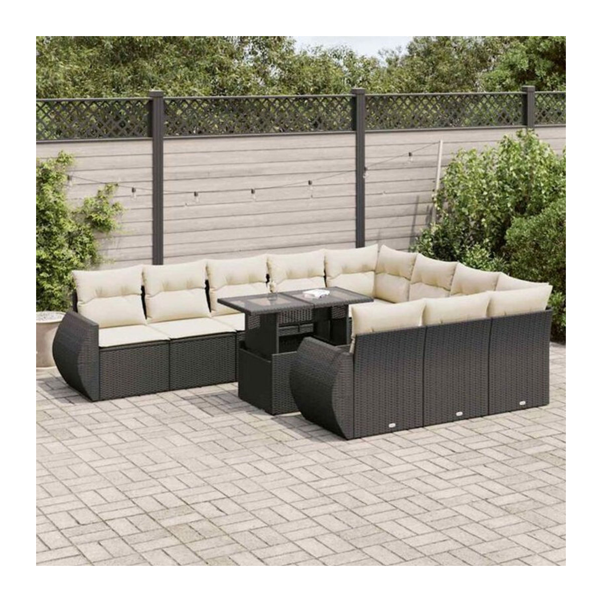 Vidaxl 11-tlg. Garten-Sofagarnitur aus Polyrattan mit Kissen in Schwarz - Bild 1