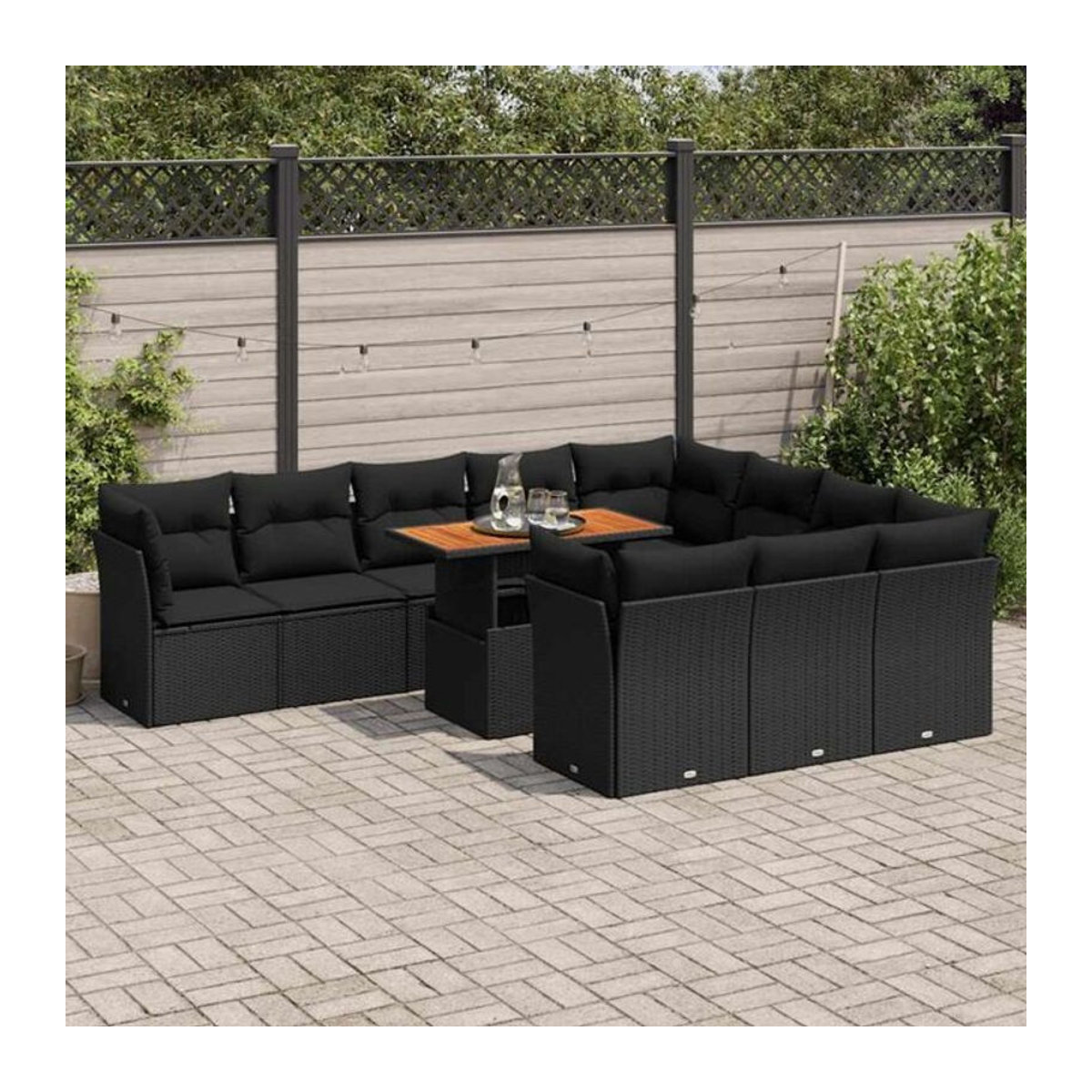 Vidaxl 11-tlg. Garten-Sofagarnitur aus Polyrattan mit Kissen in Schwarz - Bild 1