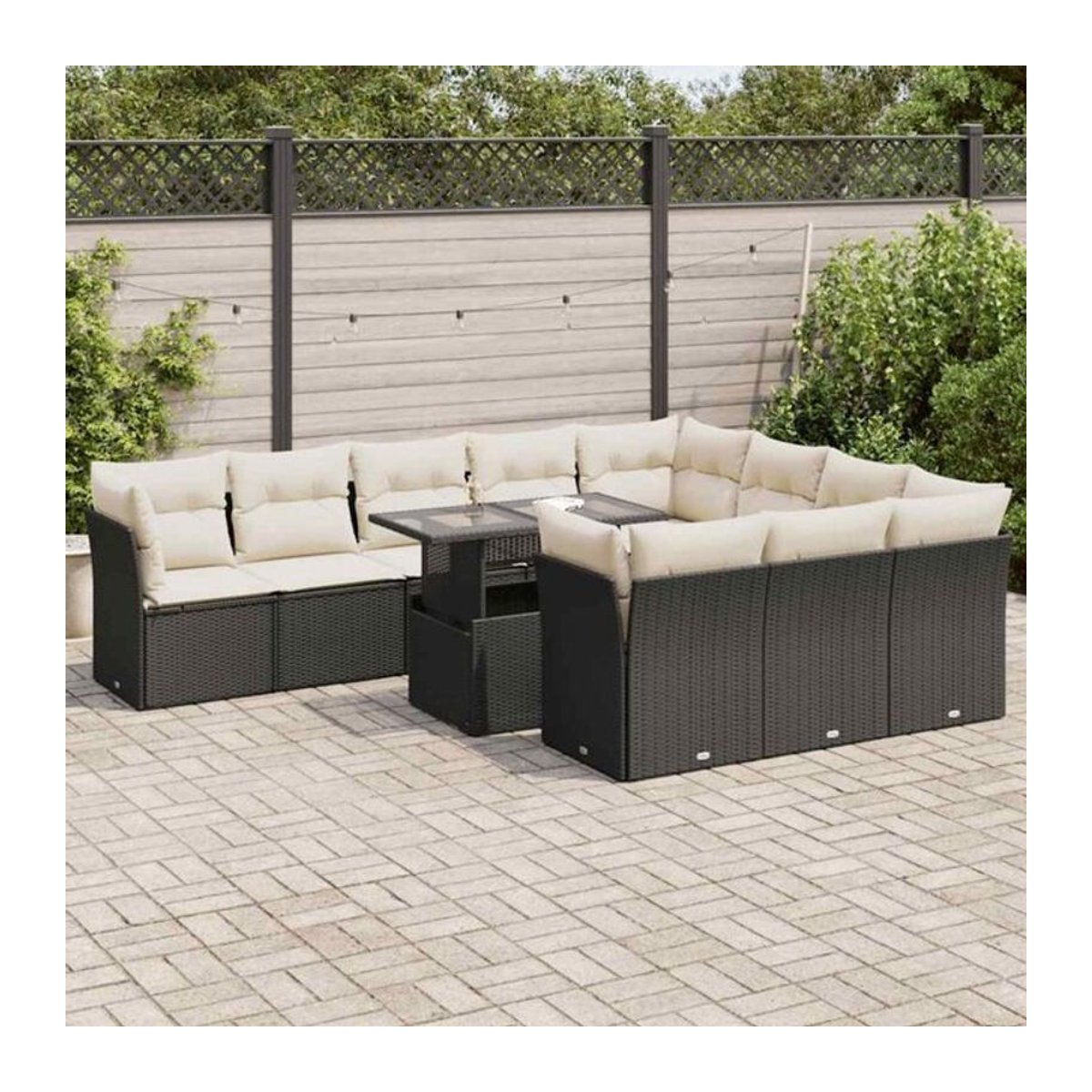 Vidaxl 11-tlg. Garten-Sofagarnitur aus Polyrattan mit Kissen in Schwarz - Bild 1