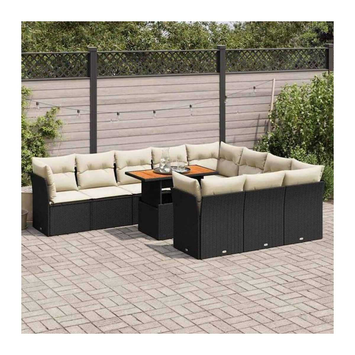 Vidaxl 11-tlg. Garten-Sofagarnitur aus Polyrattan mit Kissen in Schwarz - Bild 1