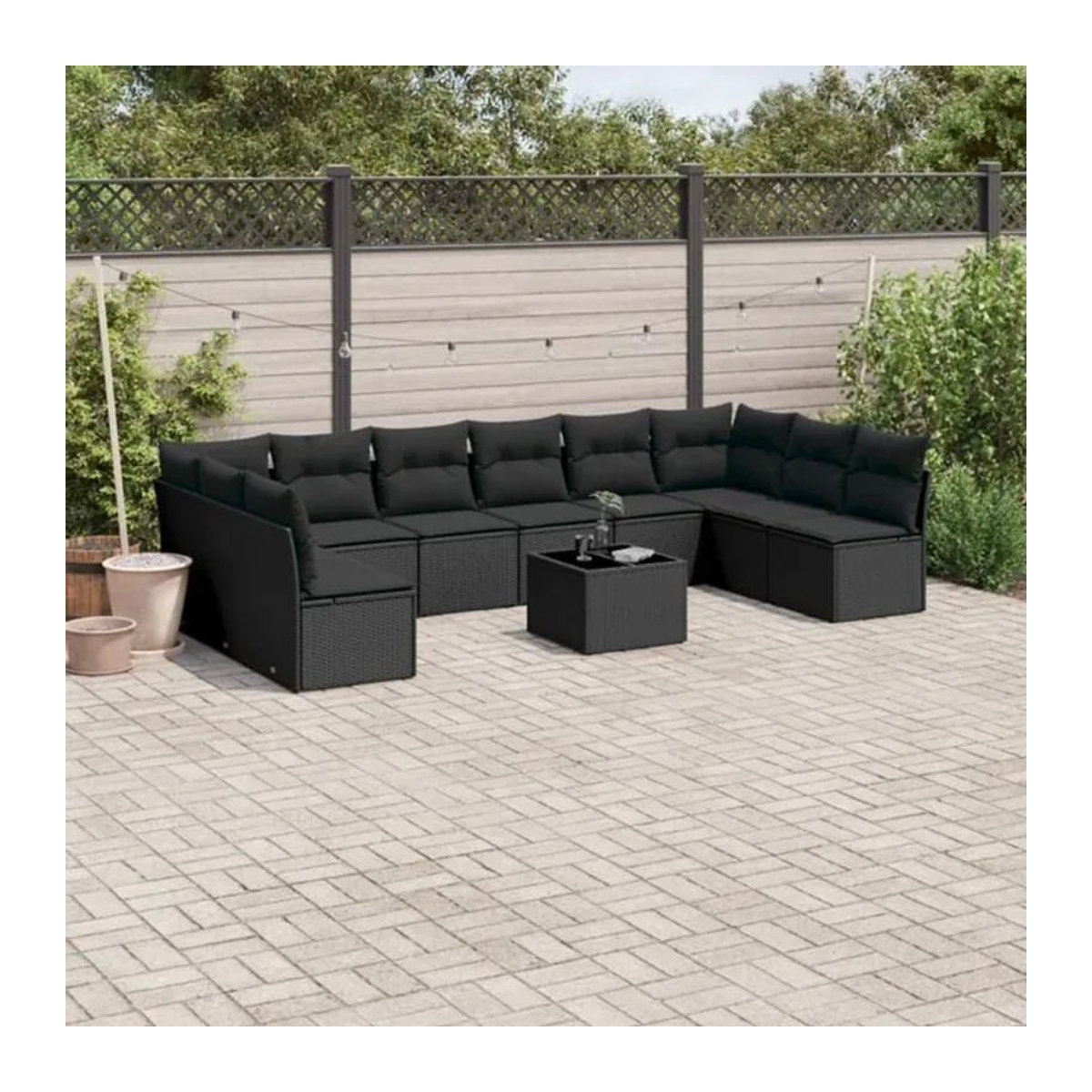 Vidaxl 11-tlg. Garten-Sofagarnitur aus Polyrattan mit Kissen in Schwarz - Bild 1
