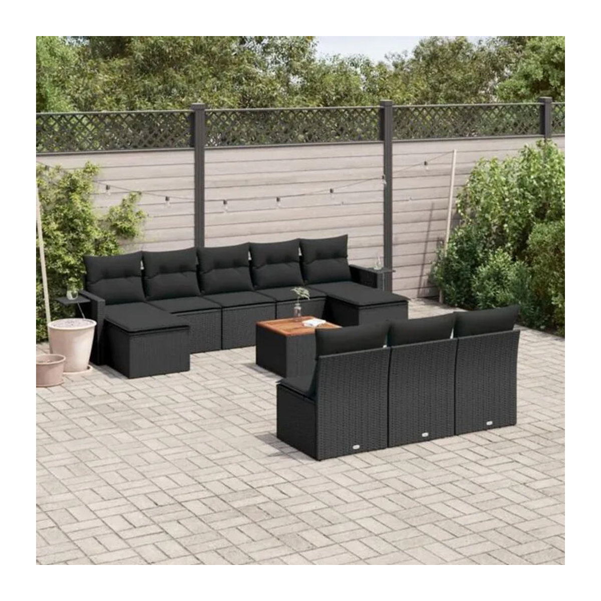 Vidaxl 11-tlg. Garten-Sofagarnitur aus Polyrattan mit Kissen in Schwarz - Bild 1