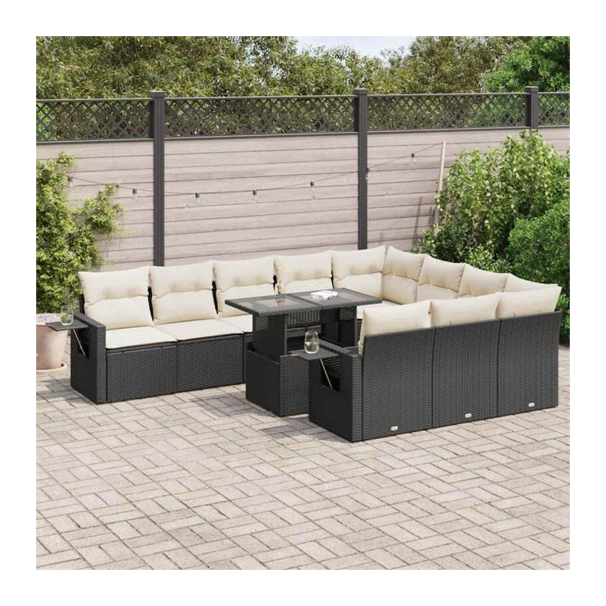 Vidaxl 11-tlg. Garten-Sofagarnitur aus Polyrattan und Stahl in Schwarz - Bild 1