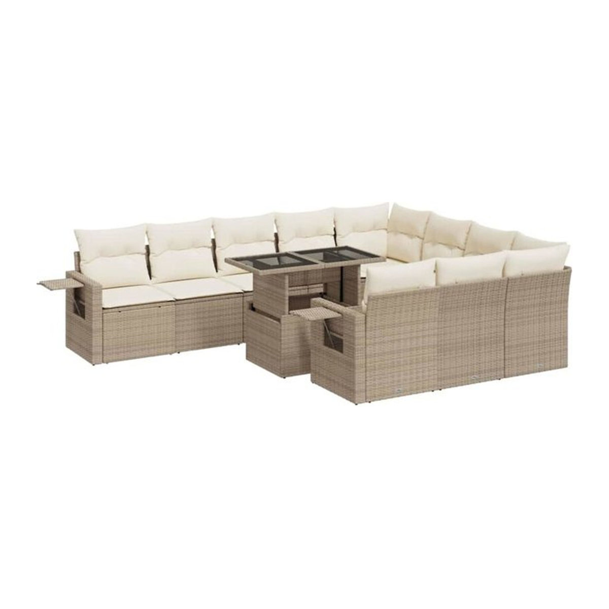 Vidaxl 11-tlg. Garten-Sofagarnitur aus Polyrattan und Stahl mit Kissen in Beige - Bild 1