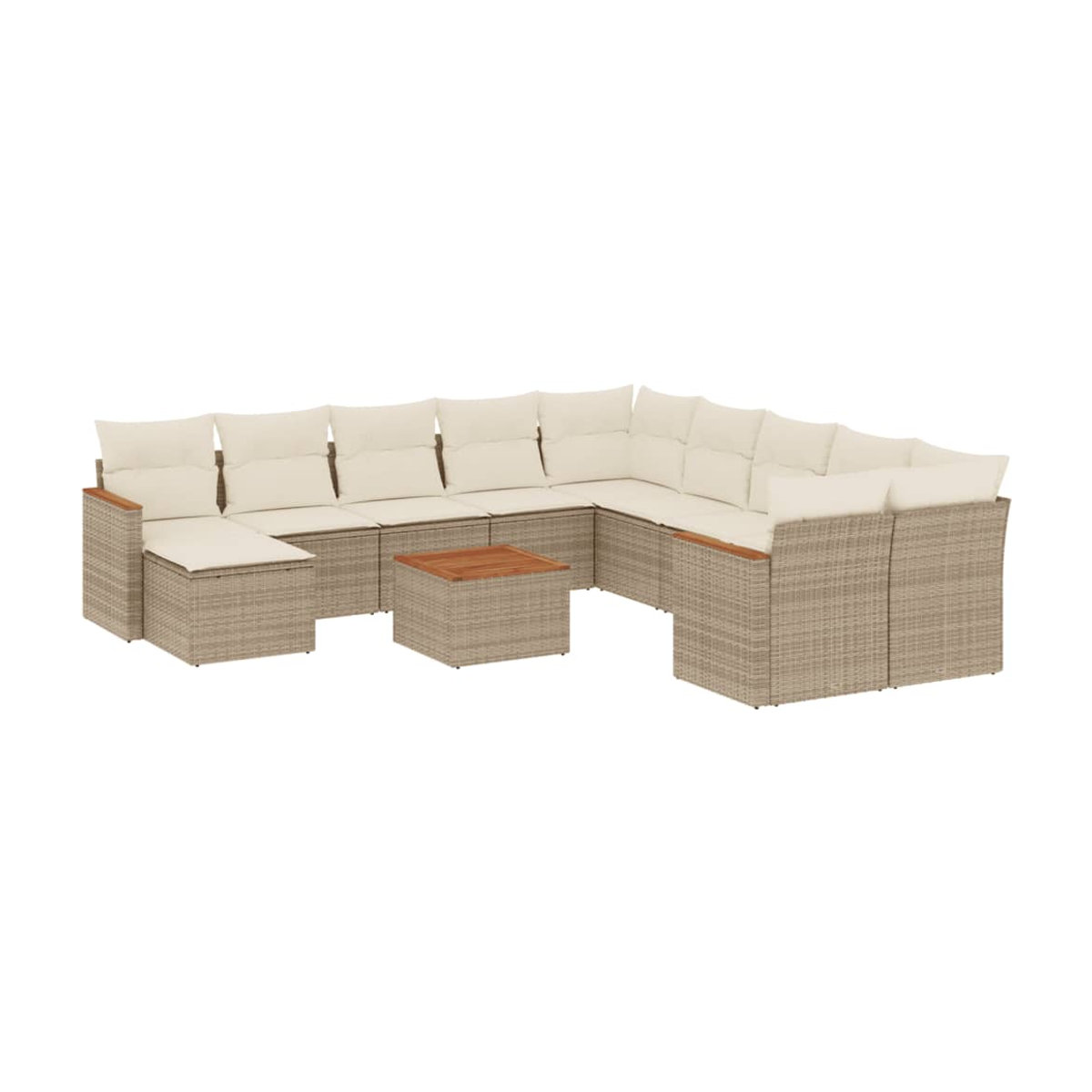 Vidaxl 12-teiliges Gartenmöbel-Set aus Polyrattan und Akazie mit Kissen, Beige - Bild 2