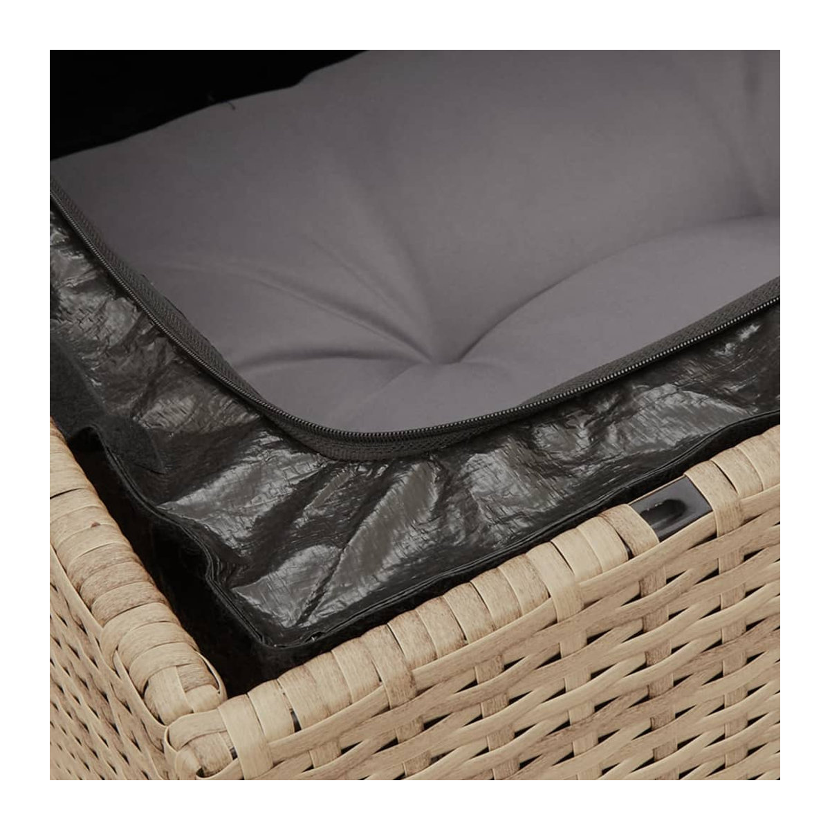 Vidaxl 12-teiliges Gartenmöbel-Set aus Rattan und Holz mit Kissen in Beige - Bild 2