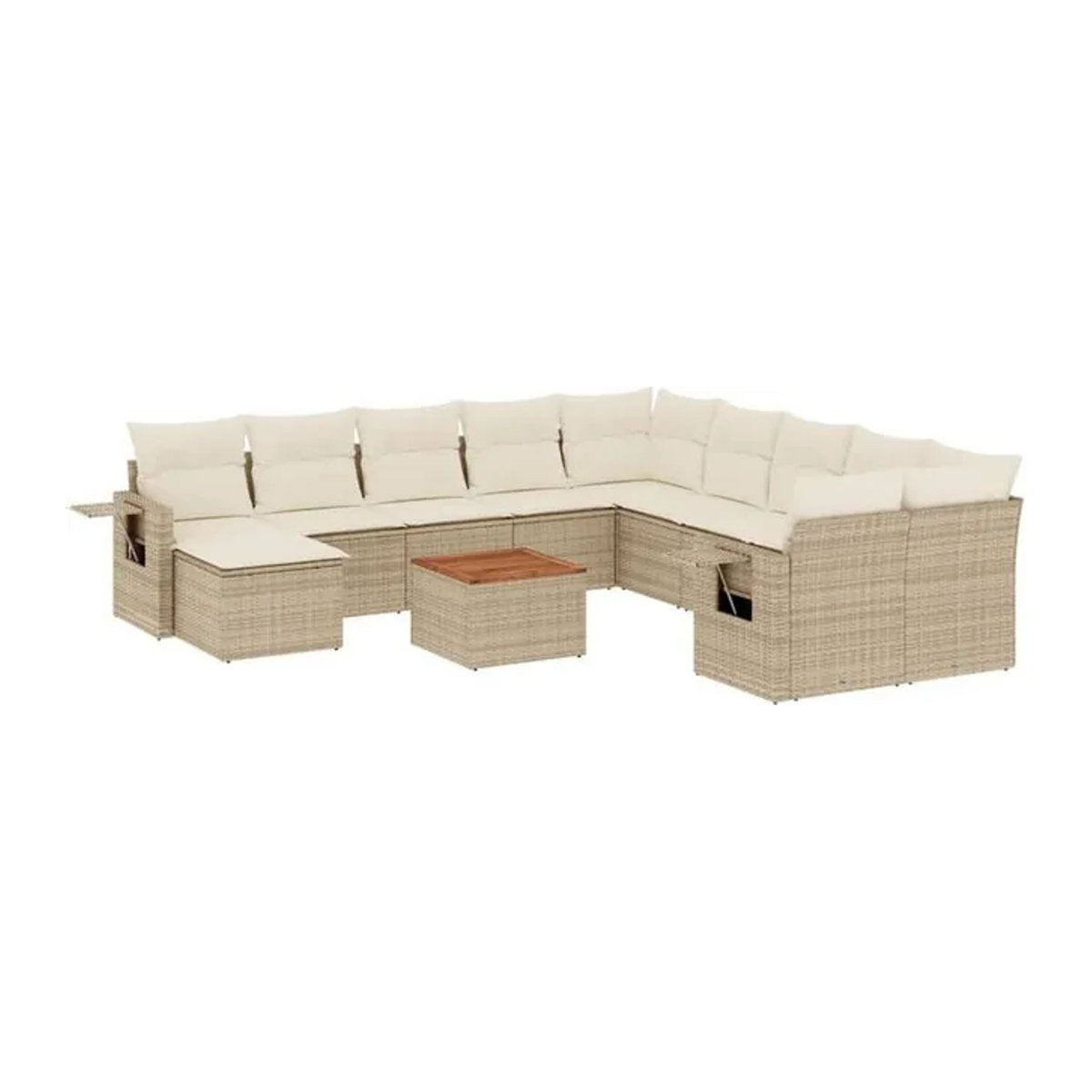 Vidaxl 12-tlg. Garten-Sofagarnitur aus Polyrattan mit Kissen in Beige - Bild 1