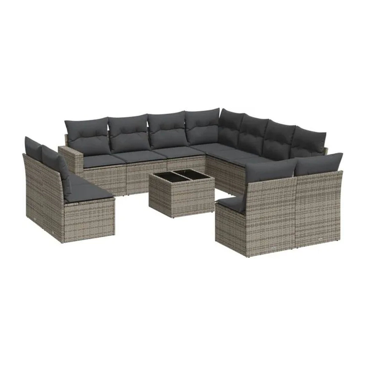 Vidaxl 12-tlg. Garten-Sofagarnitur aus Polyrattan mit Kissen in Grau - Bild 1