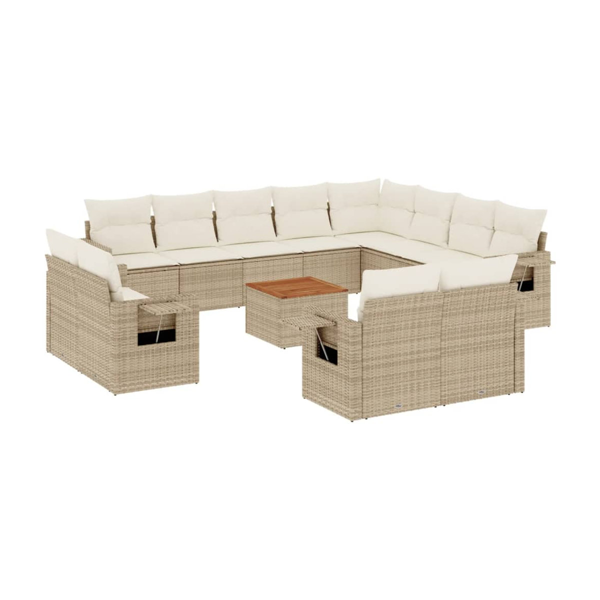 Vidaxl 13-teiliges Gartenmöbel-Set aus Polyrattan und Akazie mit Kissen, Beige - Bild 2