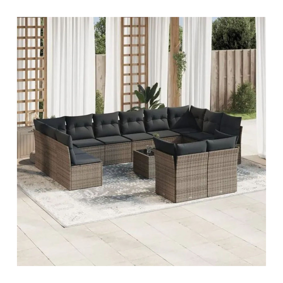 Vidaxl 13-tlg. Garten-Sofagarnitur aus Polyrattan mit Kissen in Grau - Bild 1