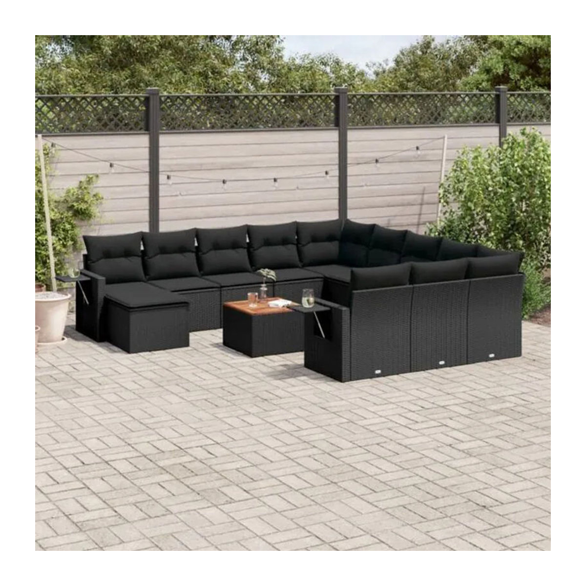 Vidaxl 13-tlg. Garten-Sofagarnitur aus Polyrattan mit Kissen in Schwarz - Bild 1