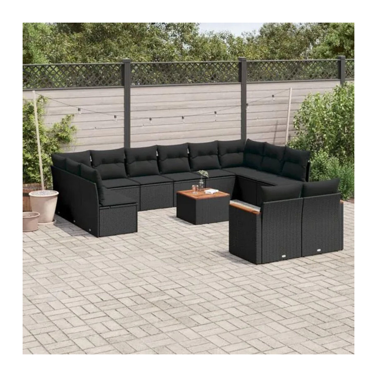Vidaxl 13-tlg. Garten-Sofagarnitur aus Polyrattan mit Kissen in Schwarz - Bild 1