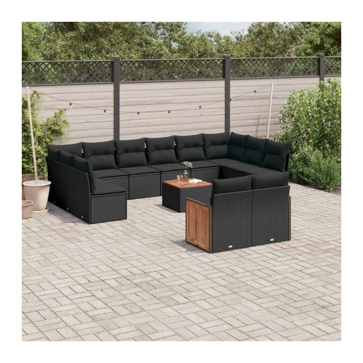 Vidaxl 13-tlg. Garten-Sofagarnitur aus Polyrattan mit Kissen in Schwarz - Bild 1