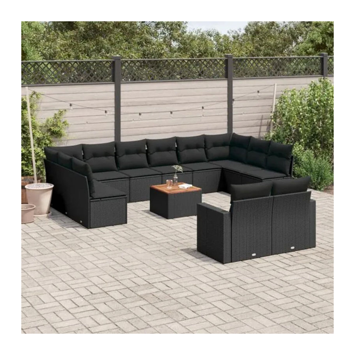 Vidaxl 13-tlg. Garten-Sofagarnitur aus Polyrattan mit Kissen in Schwarz - Bild 1