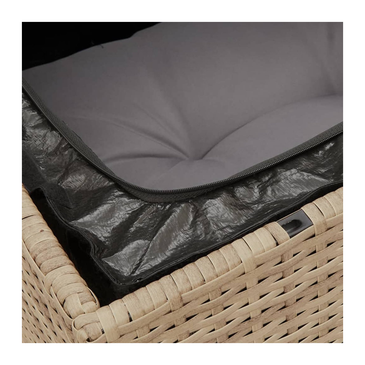 Vidaxl 14-teiliges Gartenmöbel-Set aus Rattan und Holz mit Kissen in Beige - Bild 2