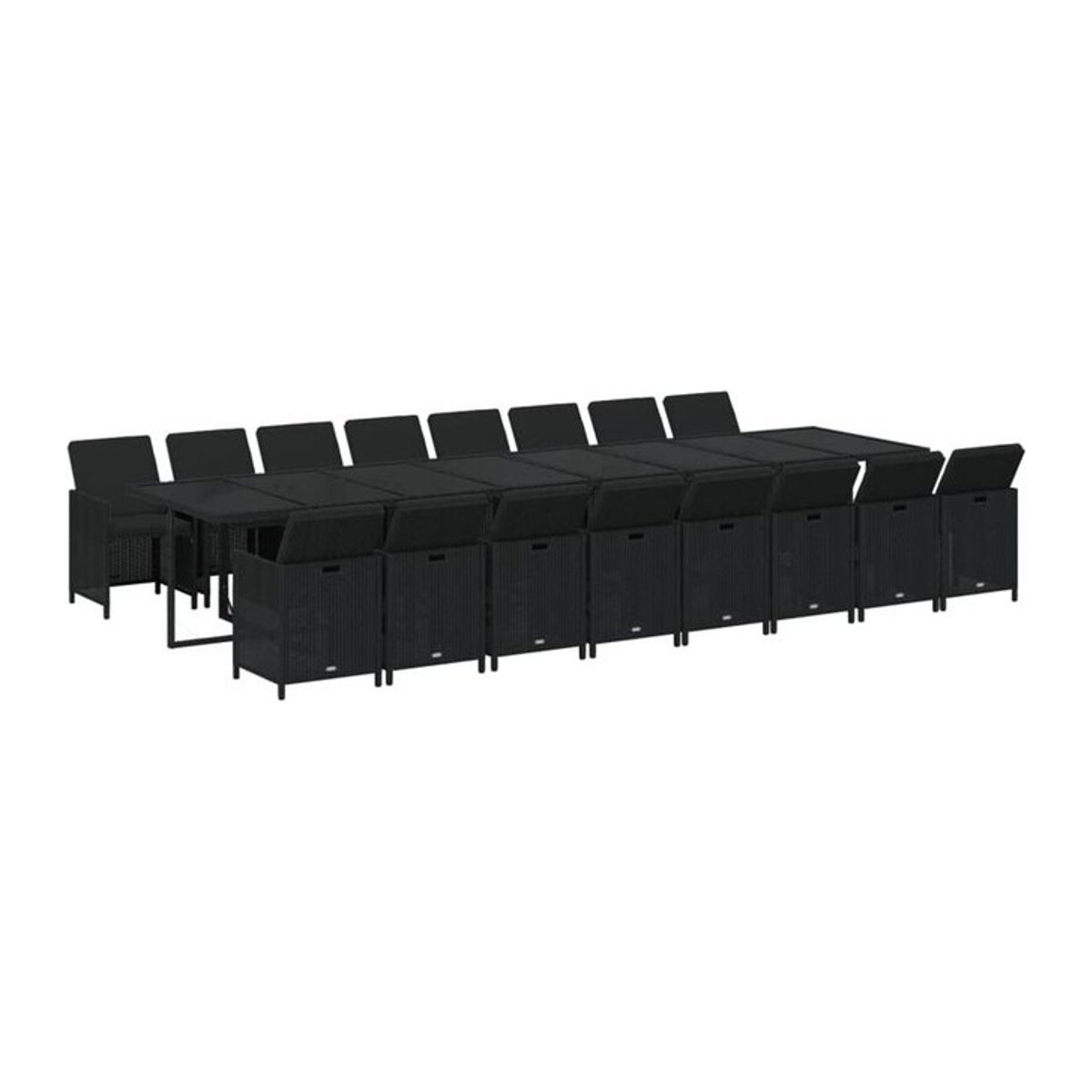 vidaxl 17-teilige moderne Garten-Essgruppe aus Poly-Rattan mit Kissen in Schwarz - Bild 1