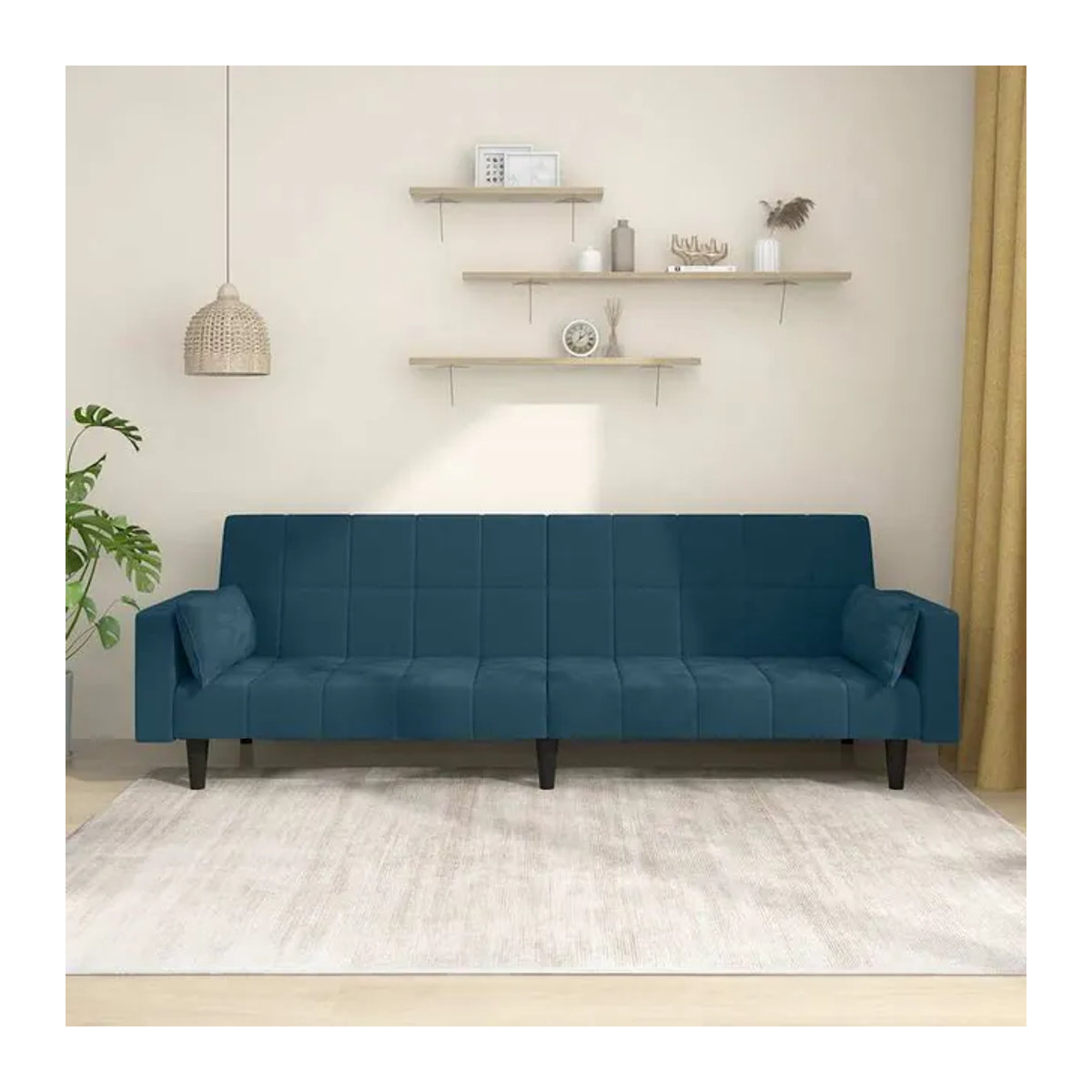 Vidaxl 2-Sitzer Sofa aus Samt in Blau mit 2 Kissen und Holzgestell im modernen Design - Bild 1