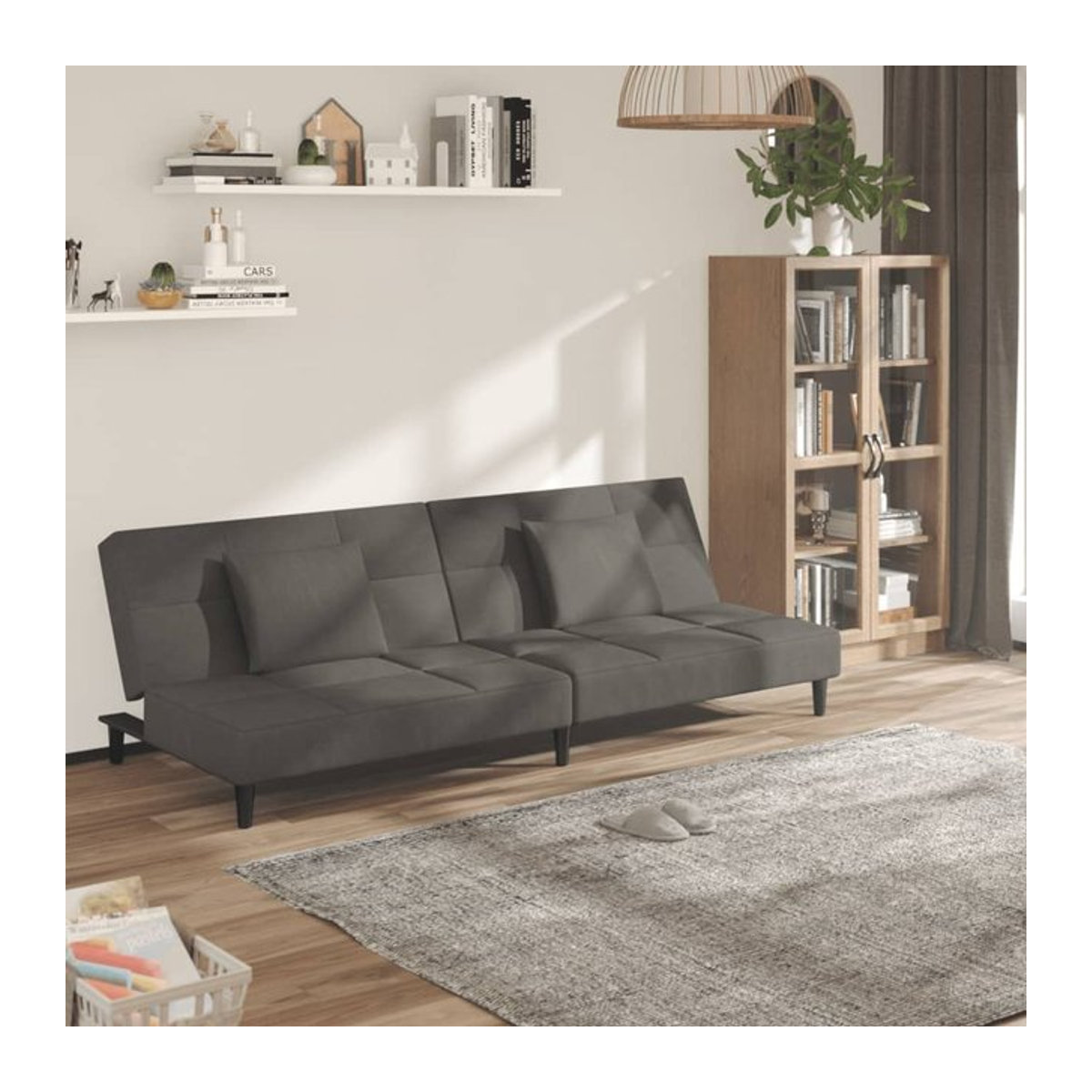 Vidaxl 2-Sitzer Sofa aus Samt in Grau mit 2 Kissen im modernen Design - Bild 1