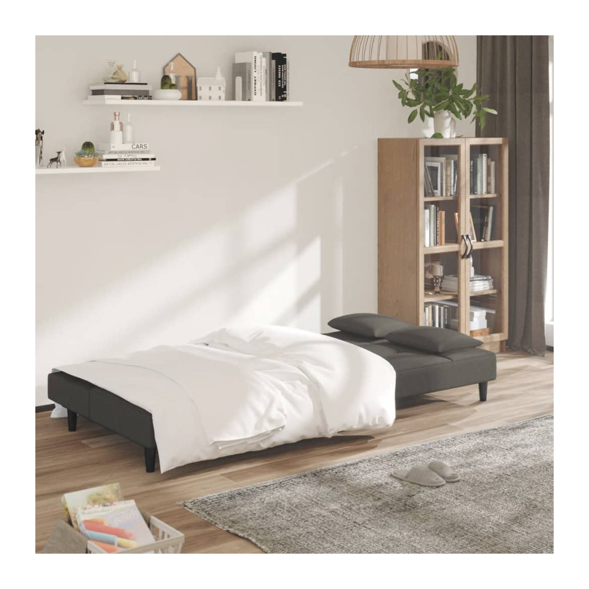 Vidaxl 2-Sitzer Sofa aus Samt in Grau mit 2 Kissen im modernen Design - Bild 2