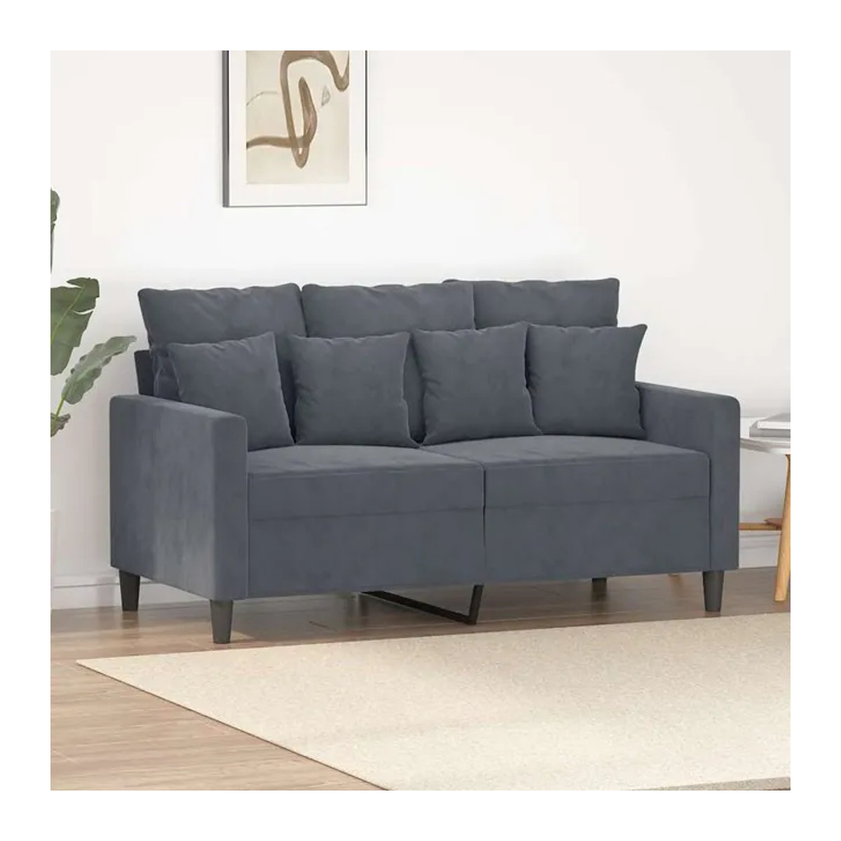 Vidaxl 2-Sitzer Sofa in Grau mit Samtbezug und Metallgestell, Breite: 120 cm - Bild 1