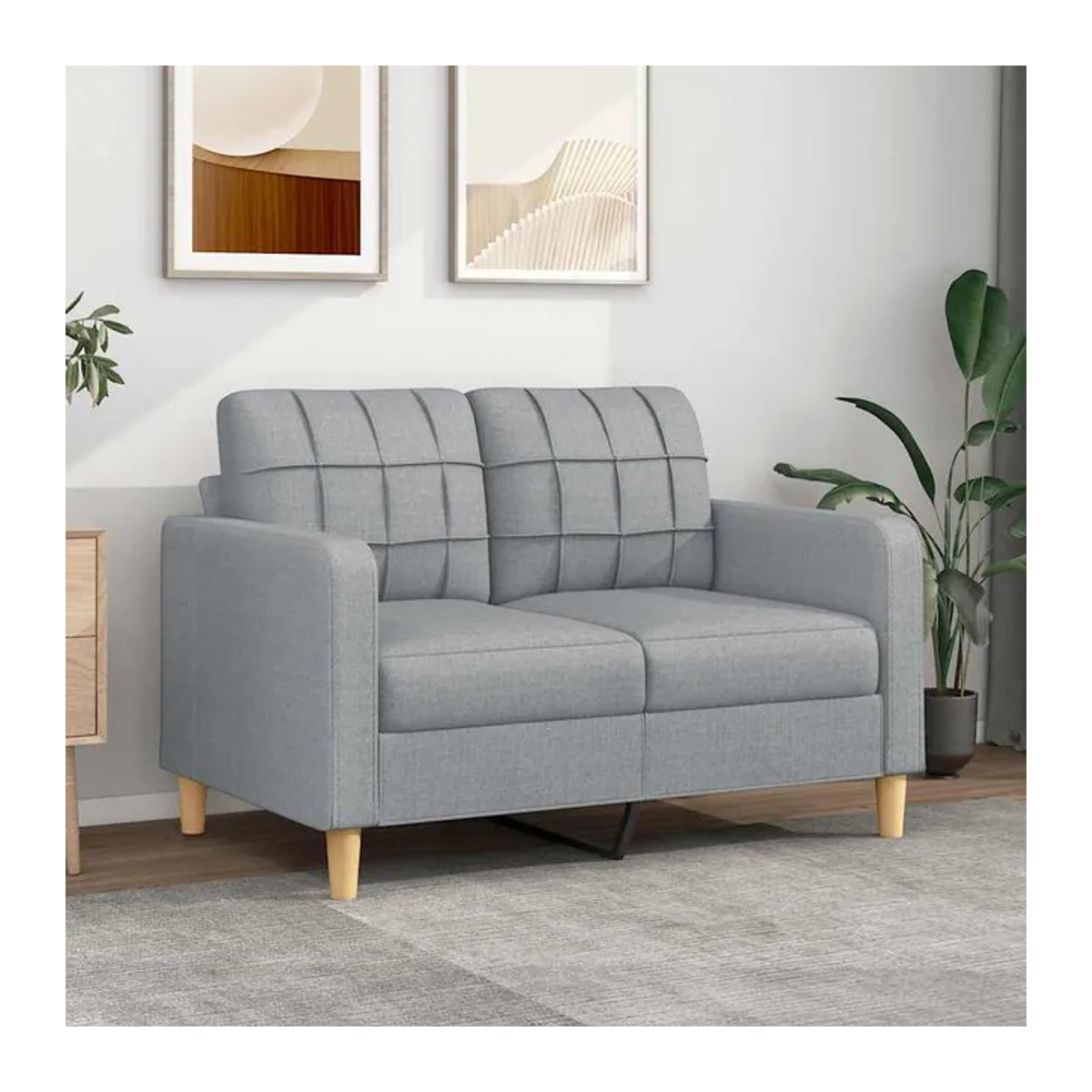 Vidaxl 2-Sitzer Sofa in Grau mit Stoffbezug und Metallgestell, Breite: 120 cm - Bild 1