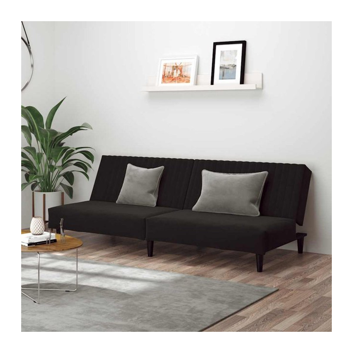 Vidaxl 2-Sitzer Sofa in Schwarz mit Samtbezug und Holzgestell im modernen Design - Bild 1
