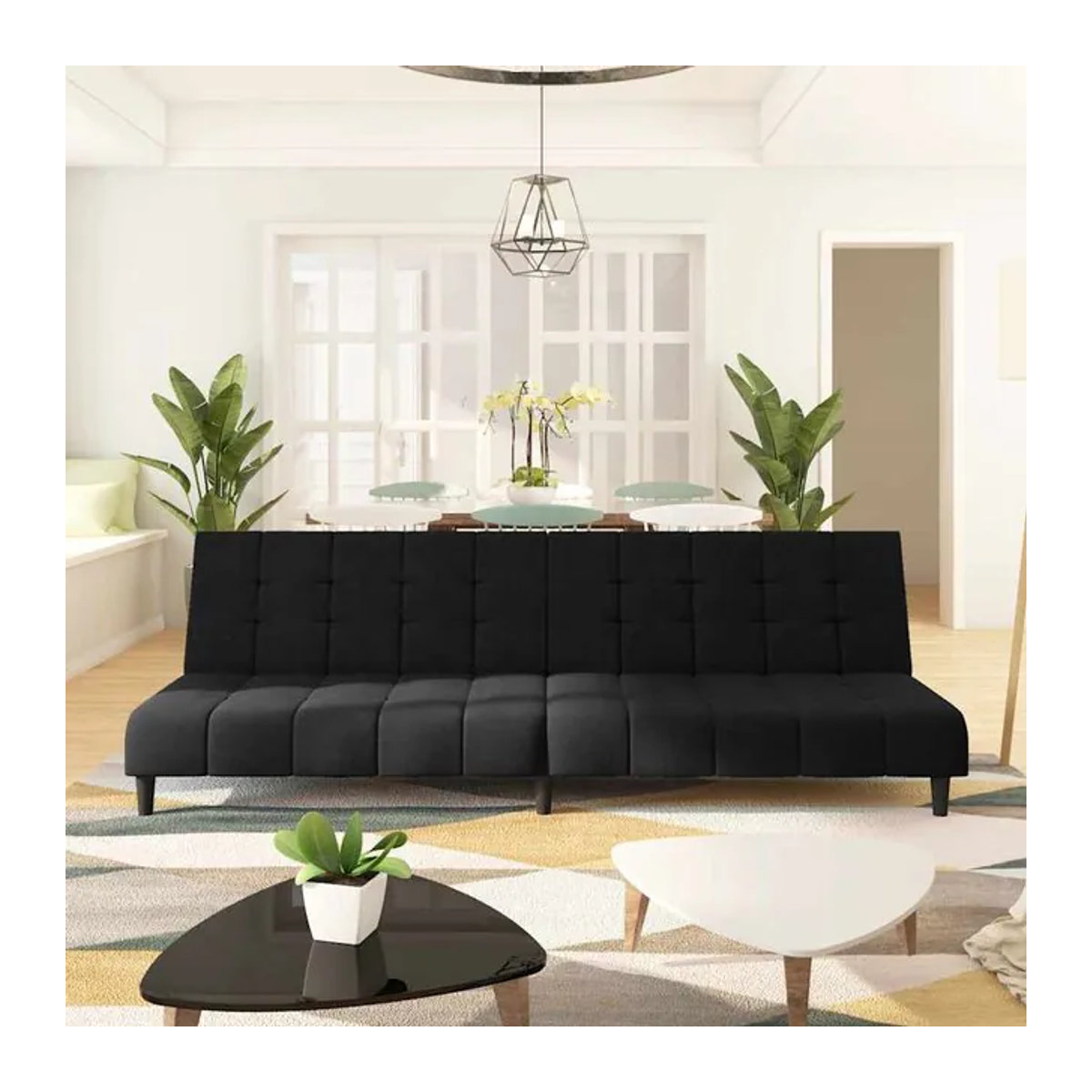 Vidaxl 2-Sitzer Sofa in Schwarz mit Samtbezug und Holzgestell im modernen Design - Bild 1
