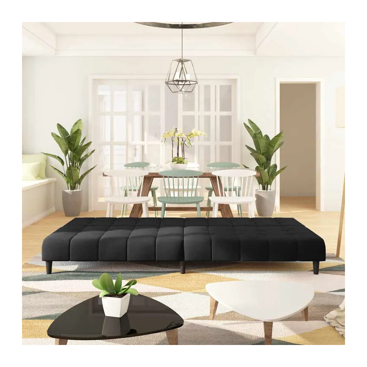 Vidaxl 2-Sitzer Sofa in Schwarz mit Samtbezug und Holzgestell im modernen Design - Bild 3