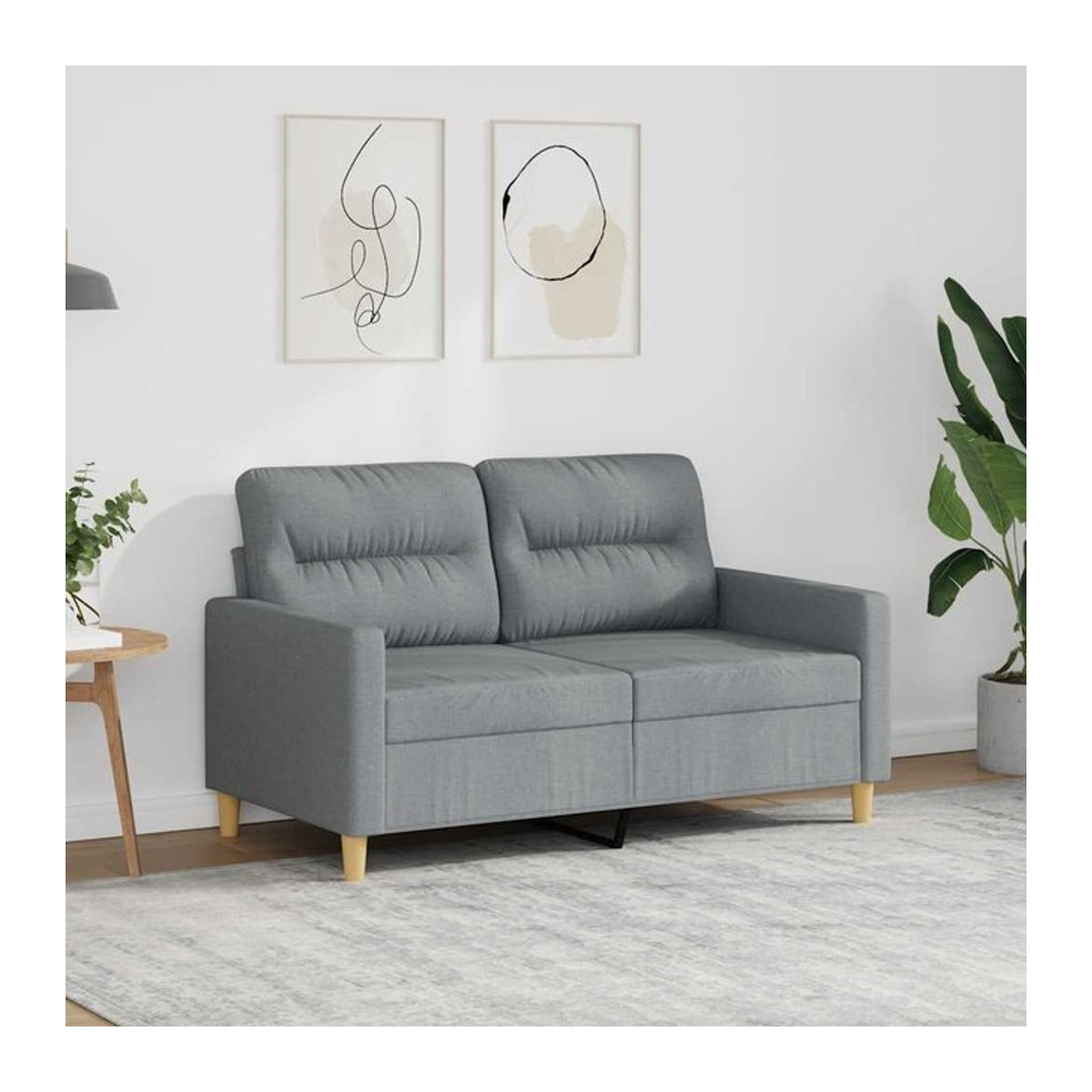 Vidaxl 2-Sitzer Sofa Modern in Grau mit Stoffbezug und Metallgestell, Breite: 120 cm - Bild 1
