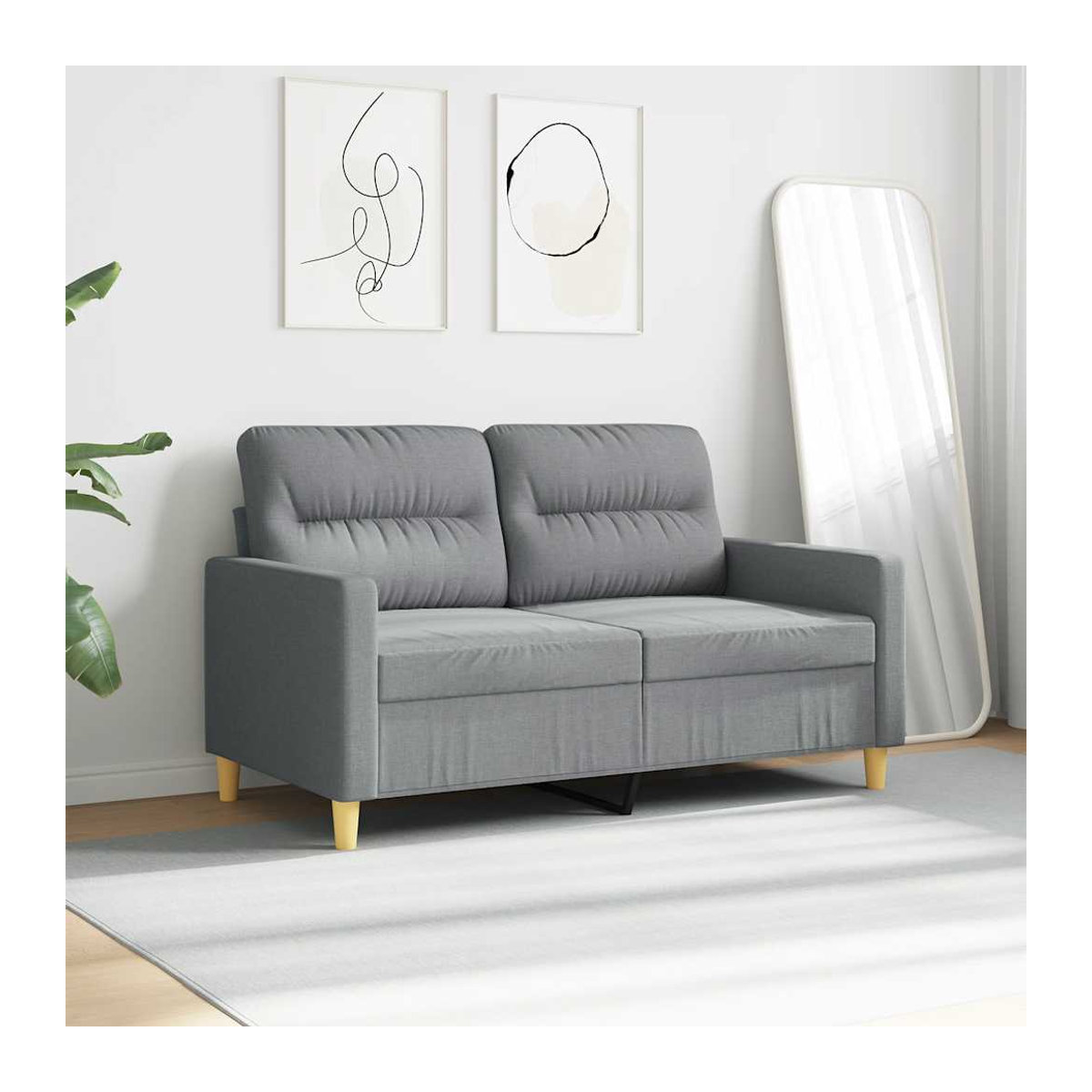 Vidaxl 2-Sitzer Sofa Modern in Grau mit Stoffbezug und Metallgestell, Breite: 120 cm - Bild 4