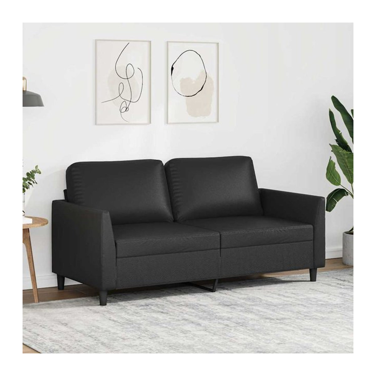 Vidaxl 2-Sitzer Sofa Modern in Schwarz aus Kunstleder mit Metallgestell, Breite: 140 cm - Bild 1
