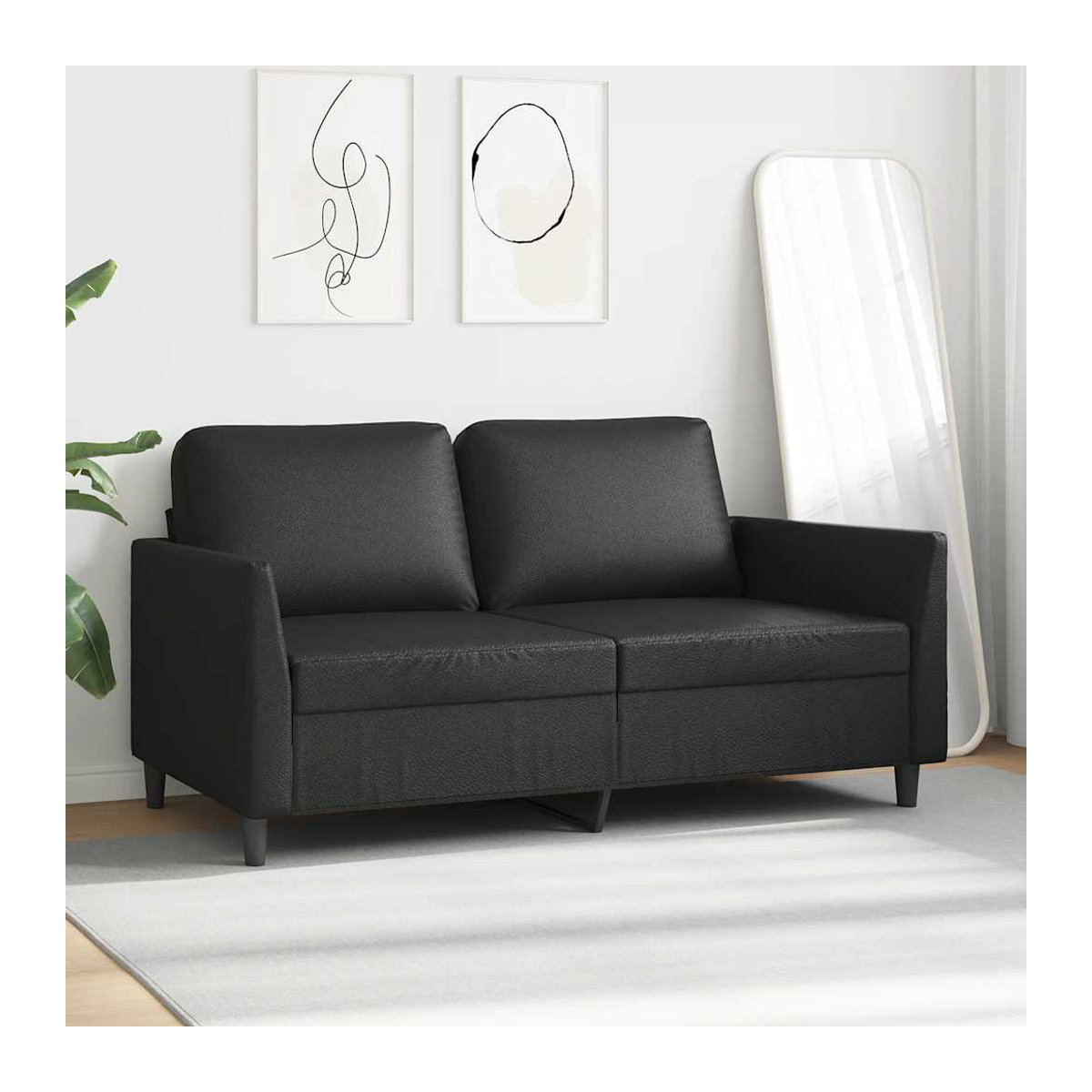 Vidaxl 2-Sitzer Sofa Modern in Schwarz aus Kunstleder mit Metallgestell, Breite: 140 cm - Bild 4
